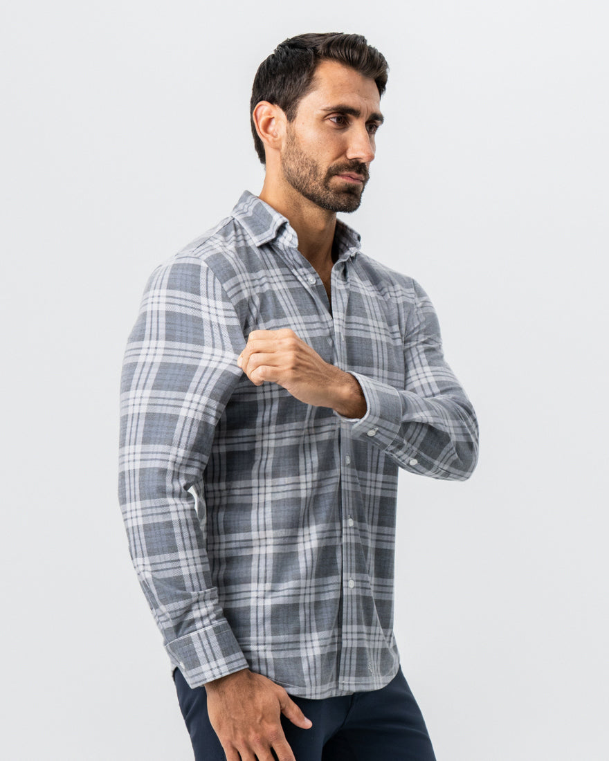 "The Warner" Grey and White Windowpane Button Down