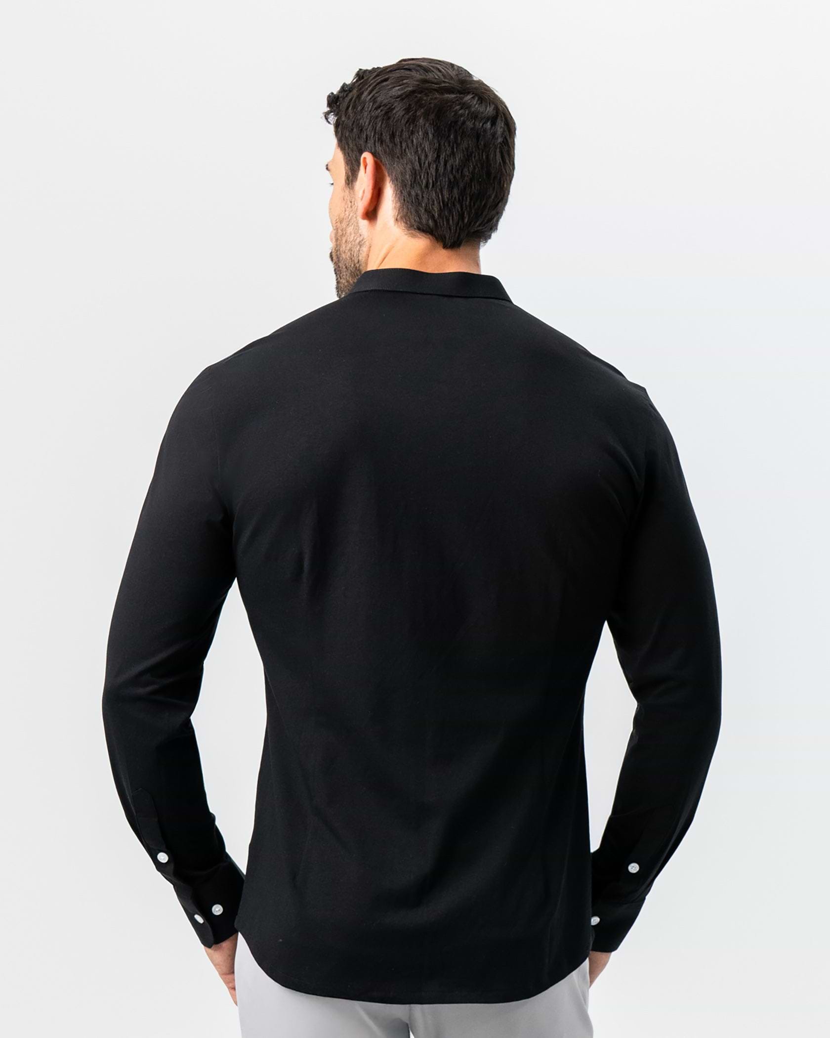 Banded Collar Button Down - Black