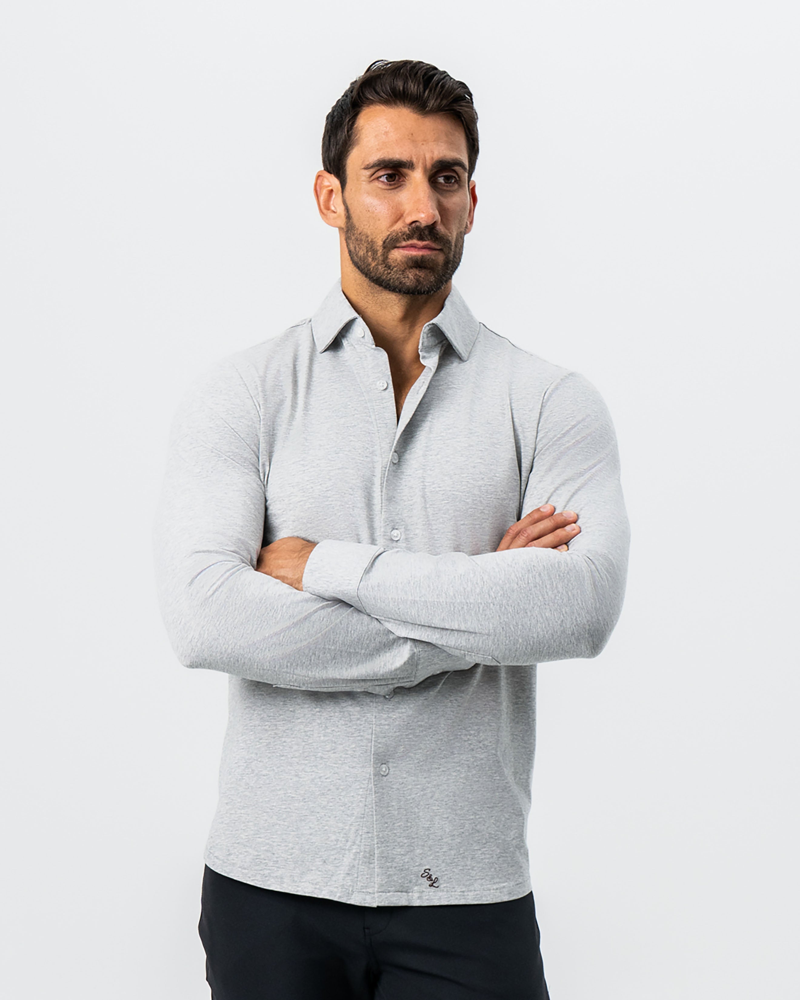 "The Fowler" Grey Button Down