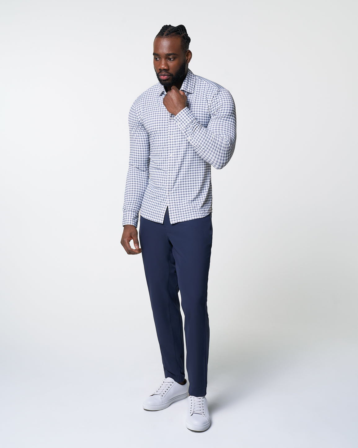 "The Jones" Sport Shirt - White & Grey Check