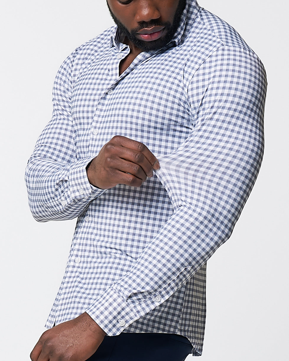 "The Jones" Sport Shirt - White & Grey Check