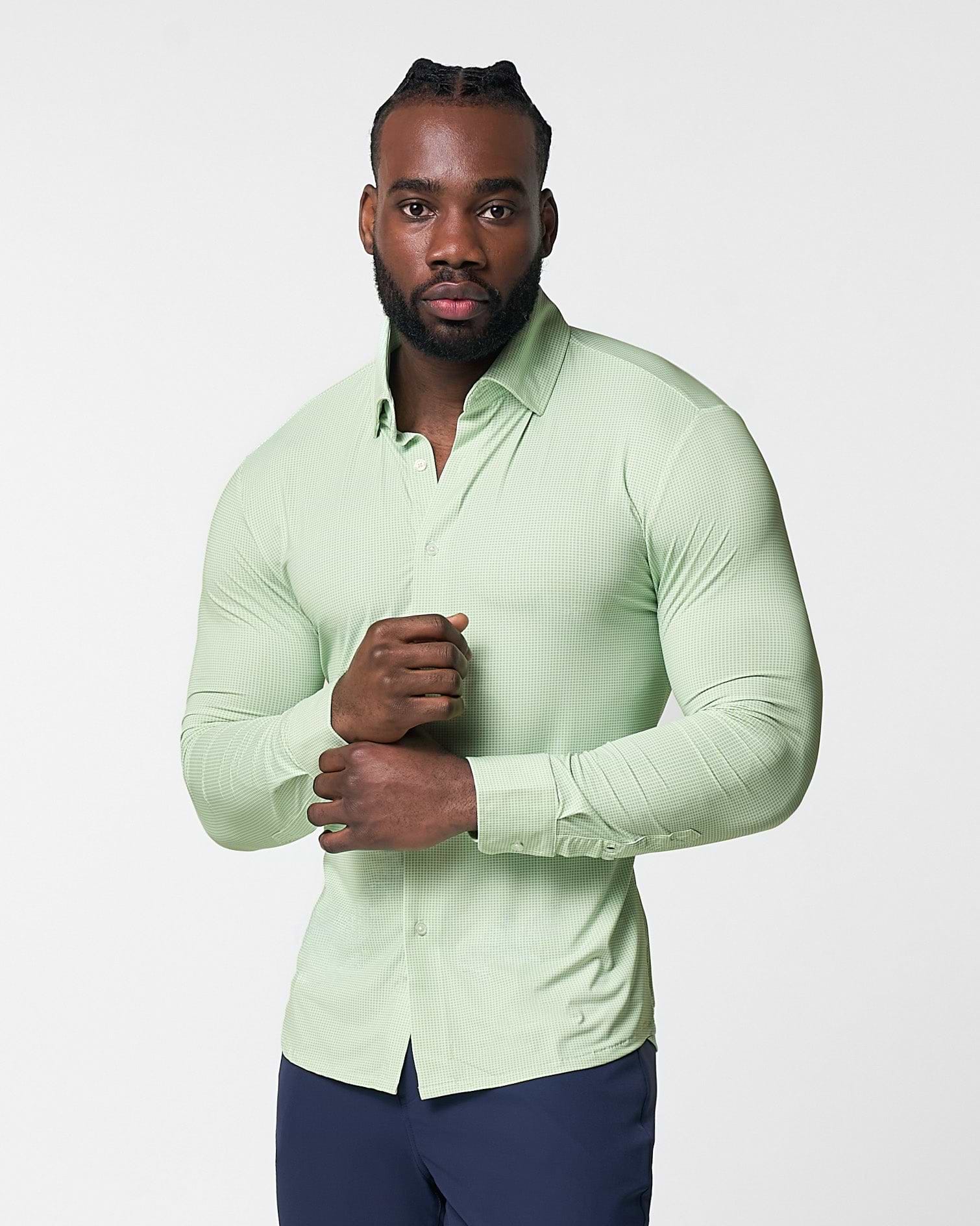 "The Labonte" Sport Shirt - Green & Turquoise Mini Check