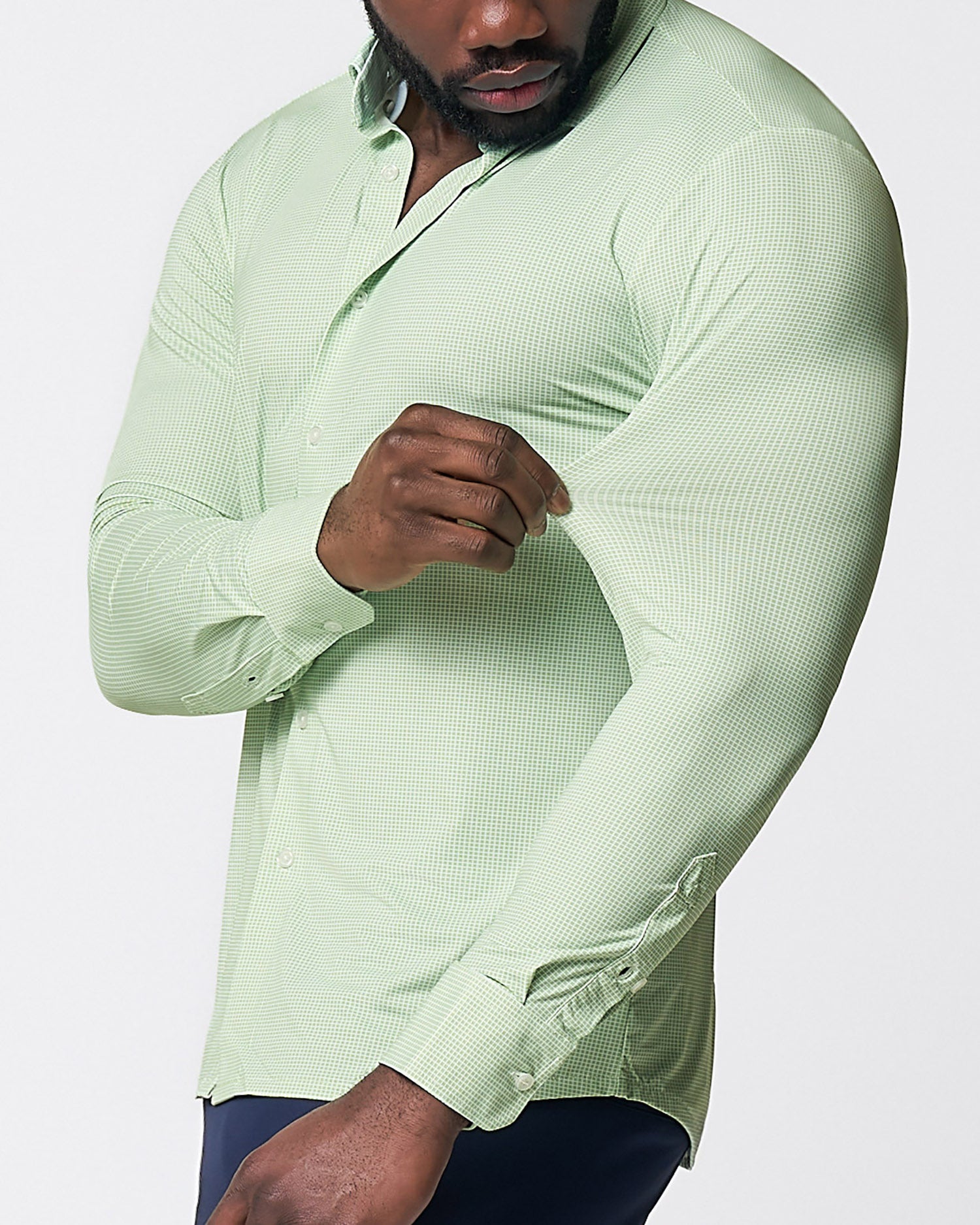 "The Labonte" Sport Shirt - Green & Turquoise Mini Check