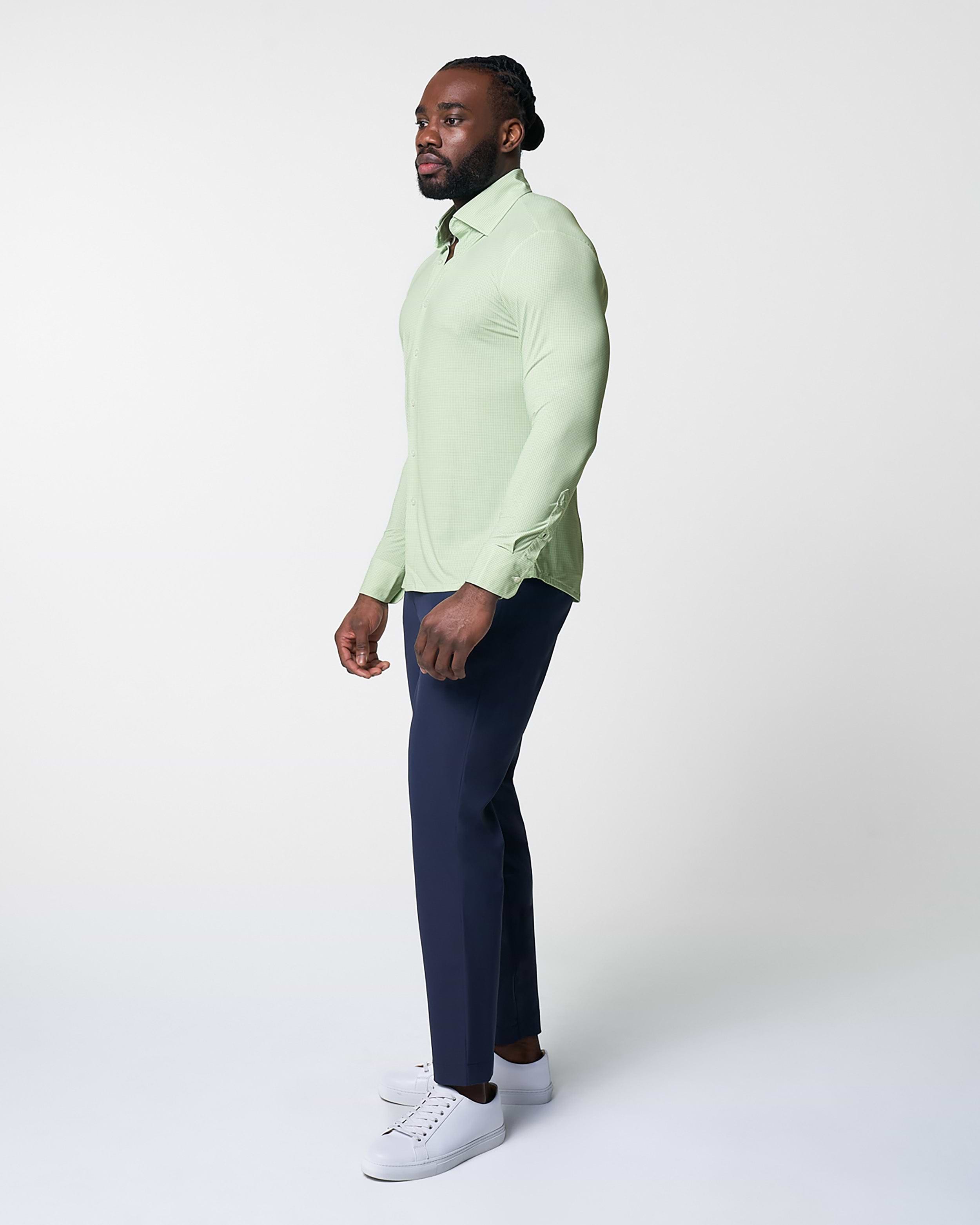 "The Labonte" Sport Shirt - Green & Turquoise Mini Check