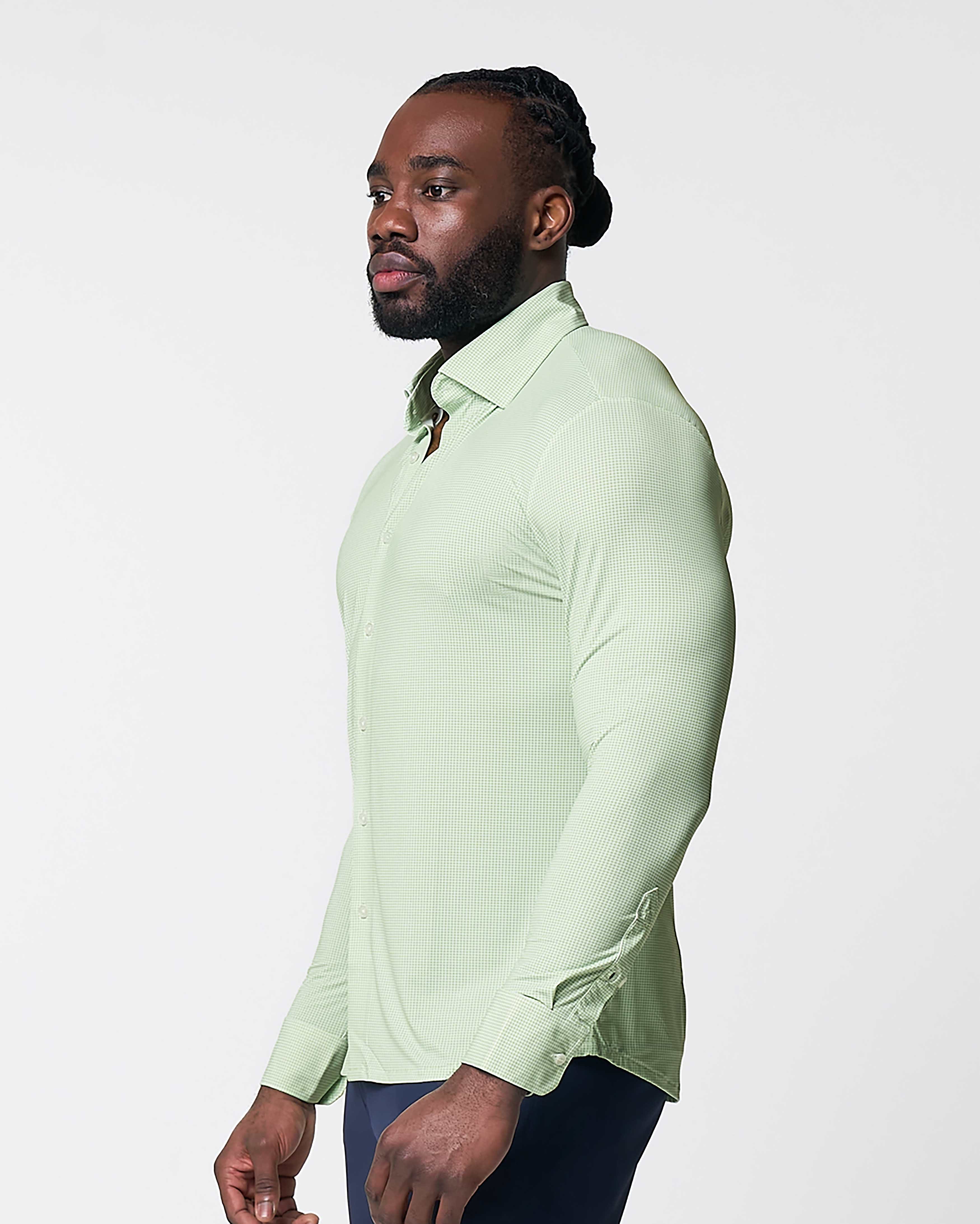 "The Labonte" Sport Shirt - Green & Turquoise Mini Check