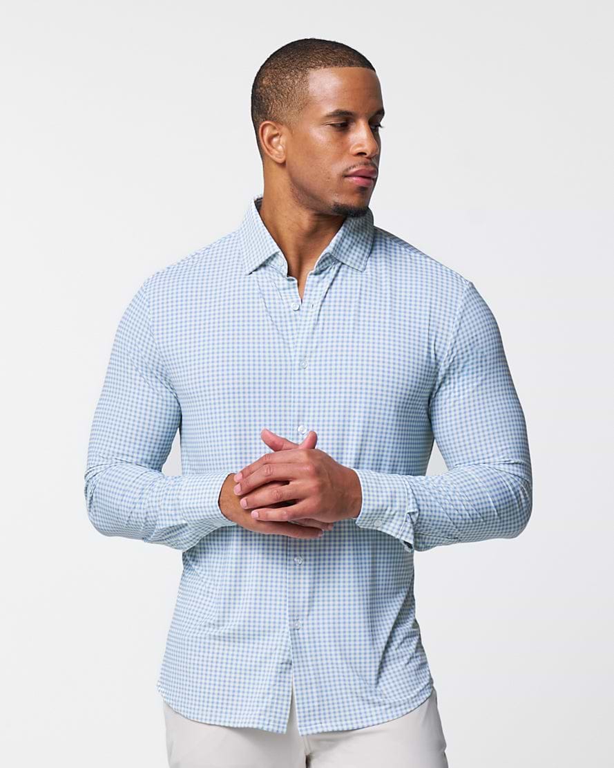 "The Laguna" Sport Shirt - Light Blue Gingham