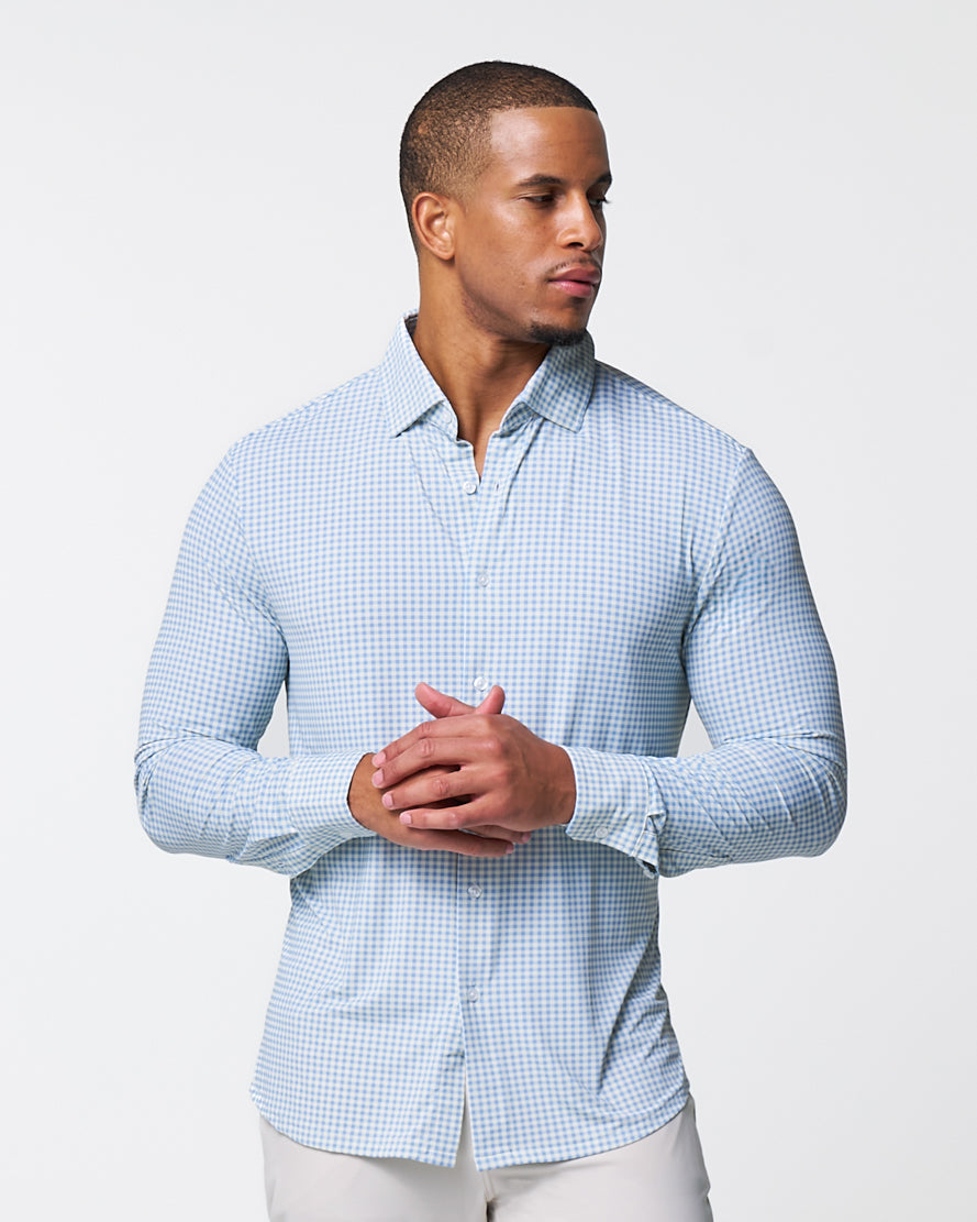 "The Laguna" Sport Shirt - Light Blue Gingham