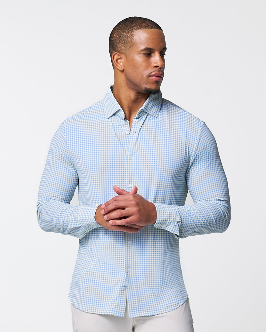 "The Laguna" Sport Shirt - Light Blue Gingham