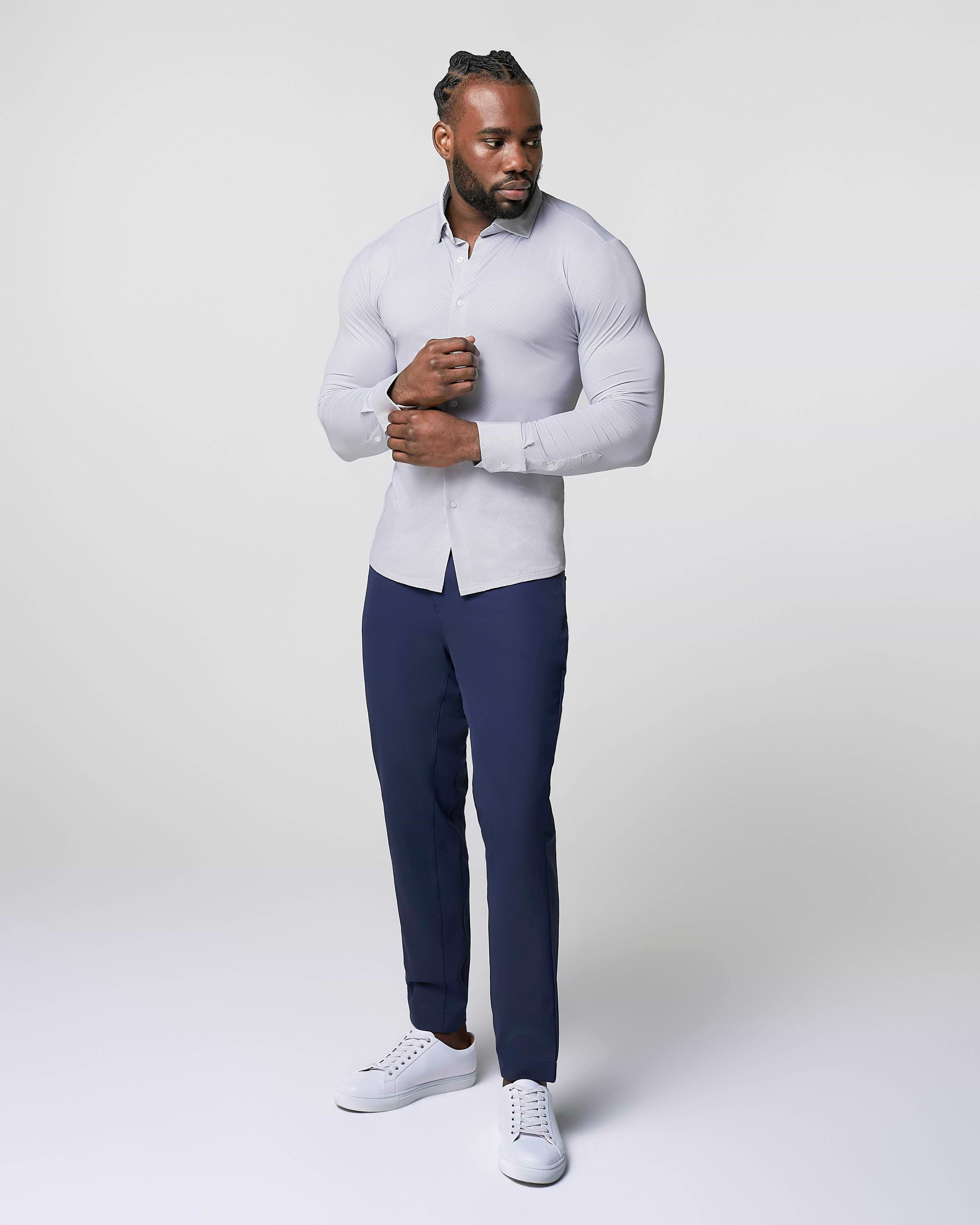 "The Larson" Sport Shirt - Grey & Big Dot