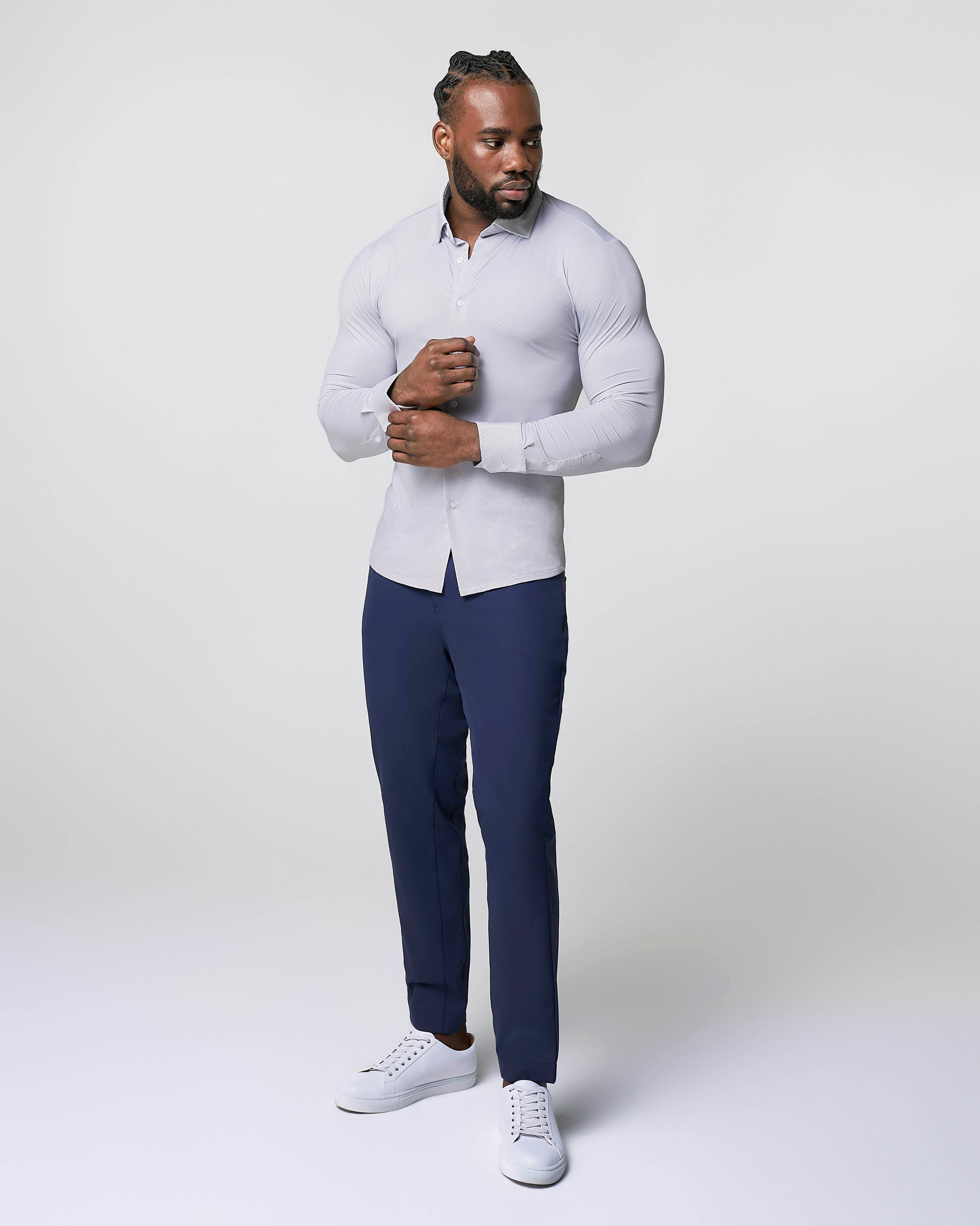 "The Larson" Sport Shirt - Grey & Big Dot