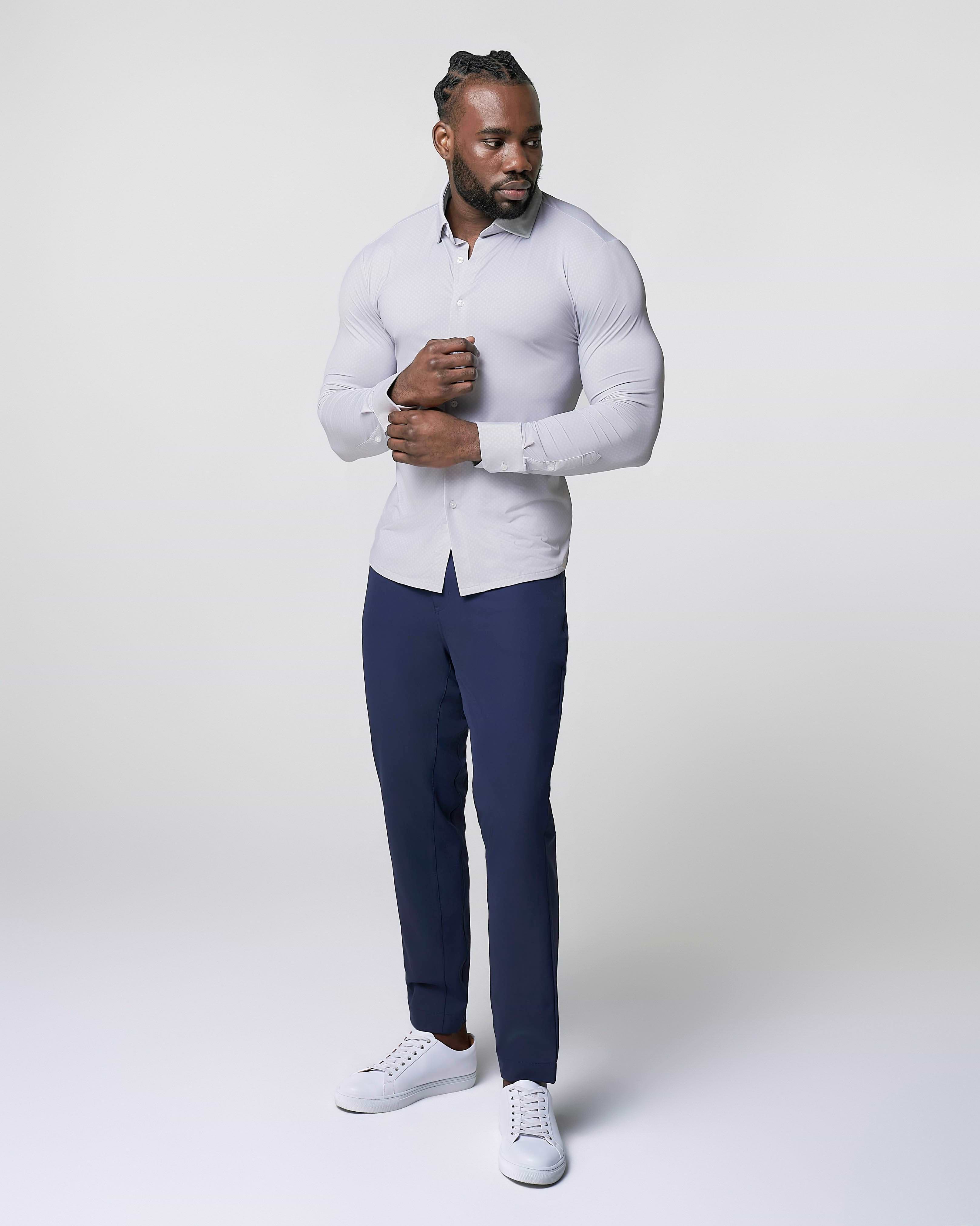 "The Larson" Sport Shirt - Grey & Big Dot