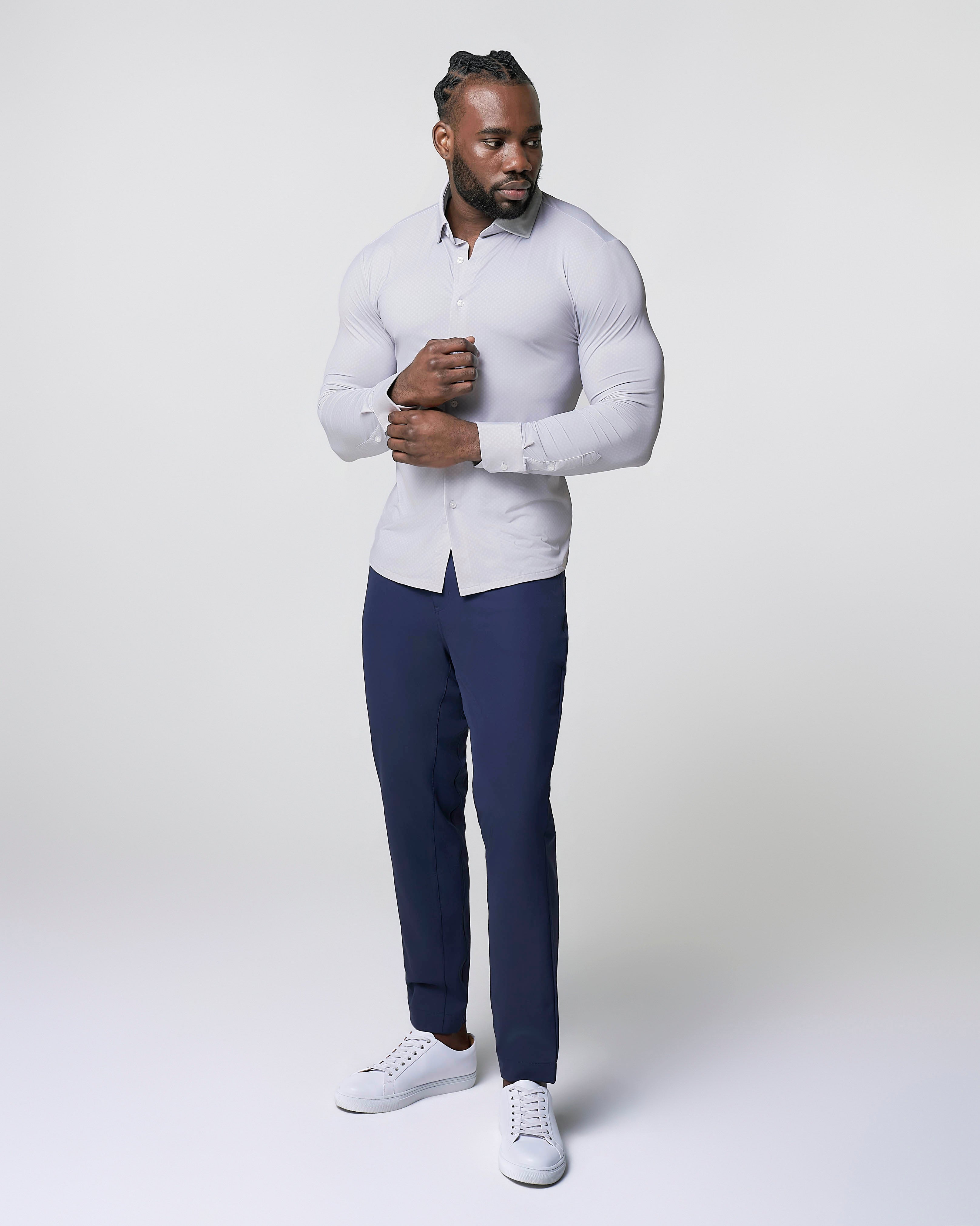 "The Larson" Sport Shirt - Grey & Big Dot