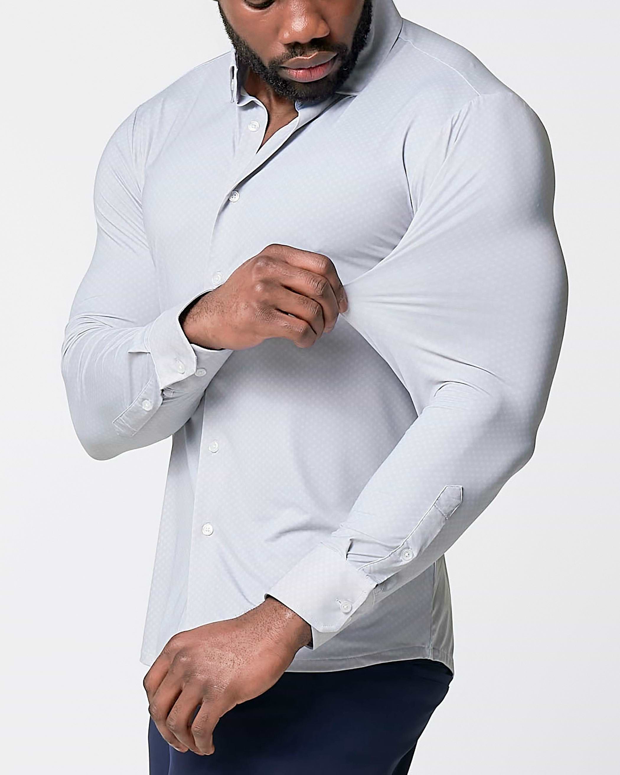 "The Larson" Sport Shirt - Grey & Big Dot