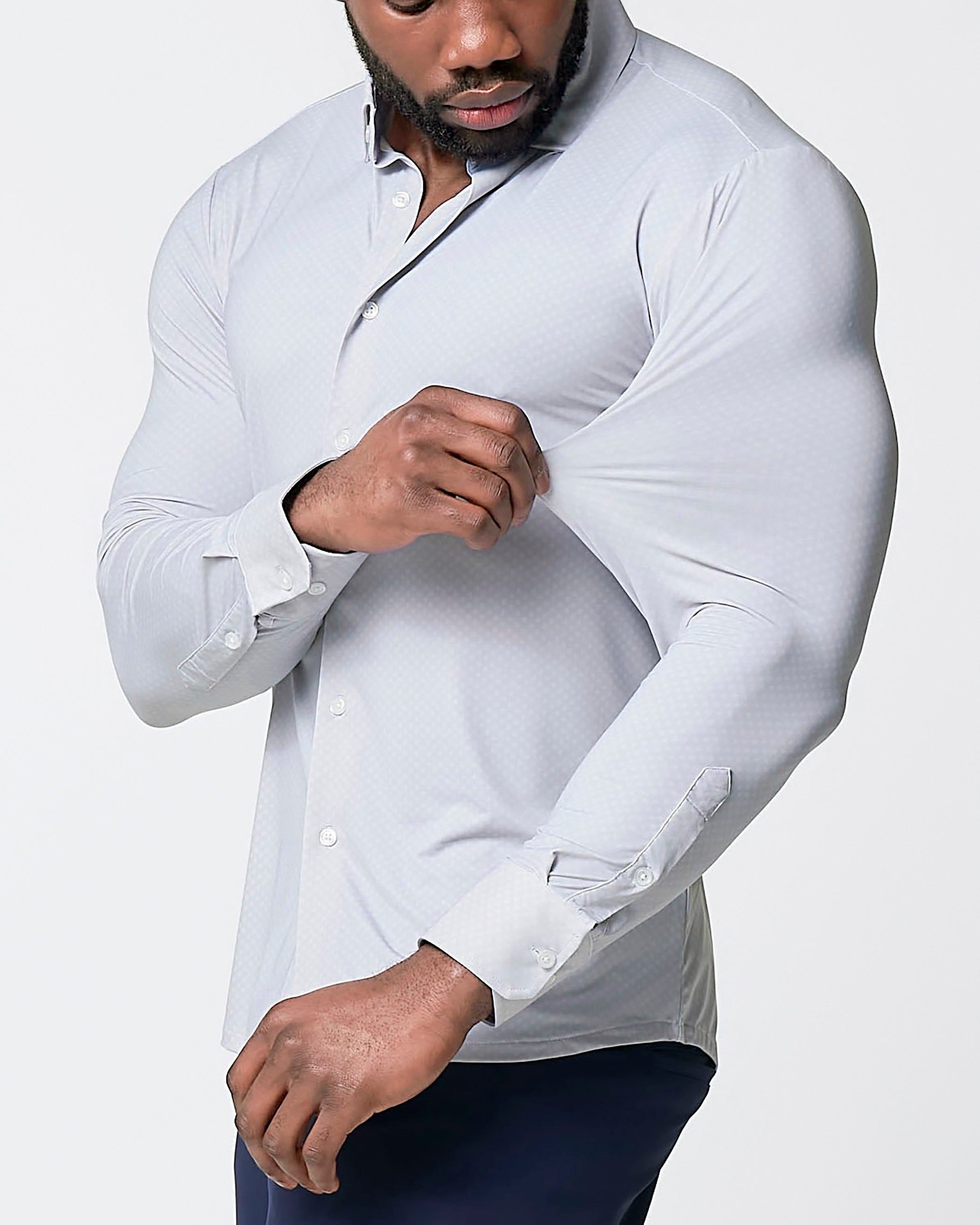 "The Larson" Sport Shirt - Grey & Big Dot