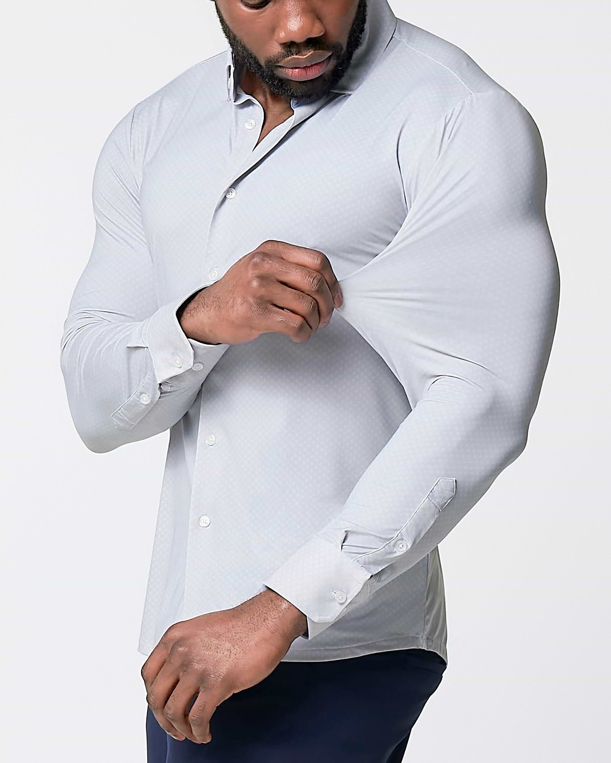 "The Larson" Sport Shirt - Grey & Big Dot