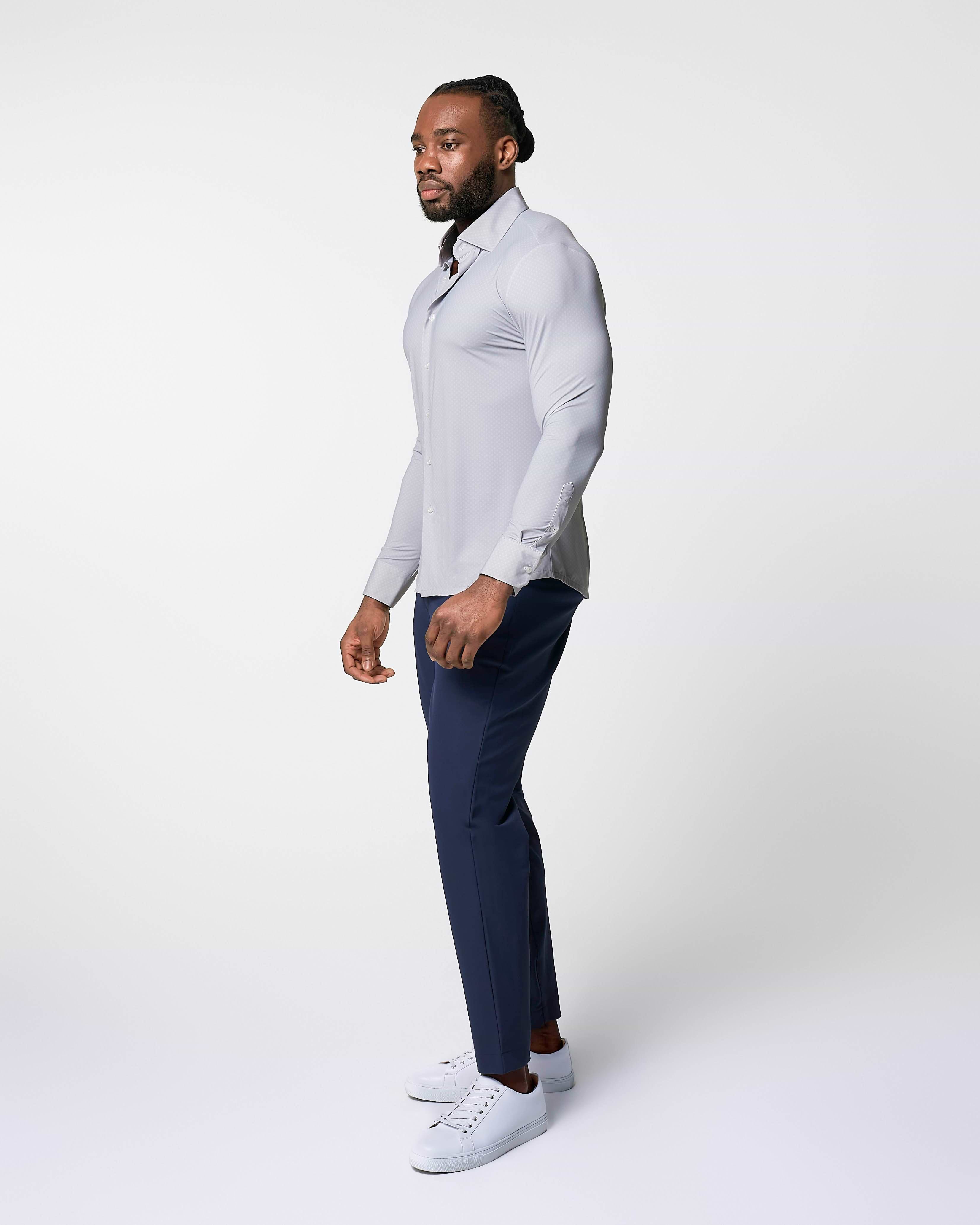 "The Larson" Sport Shirt - Grey & Big Dot