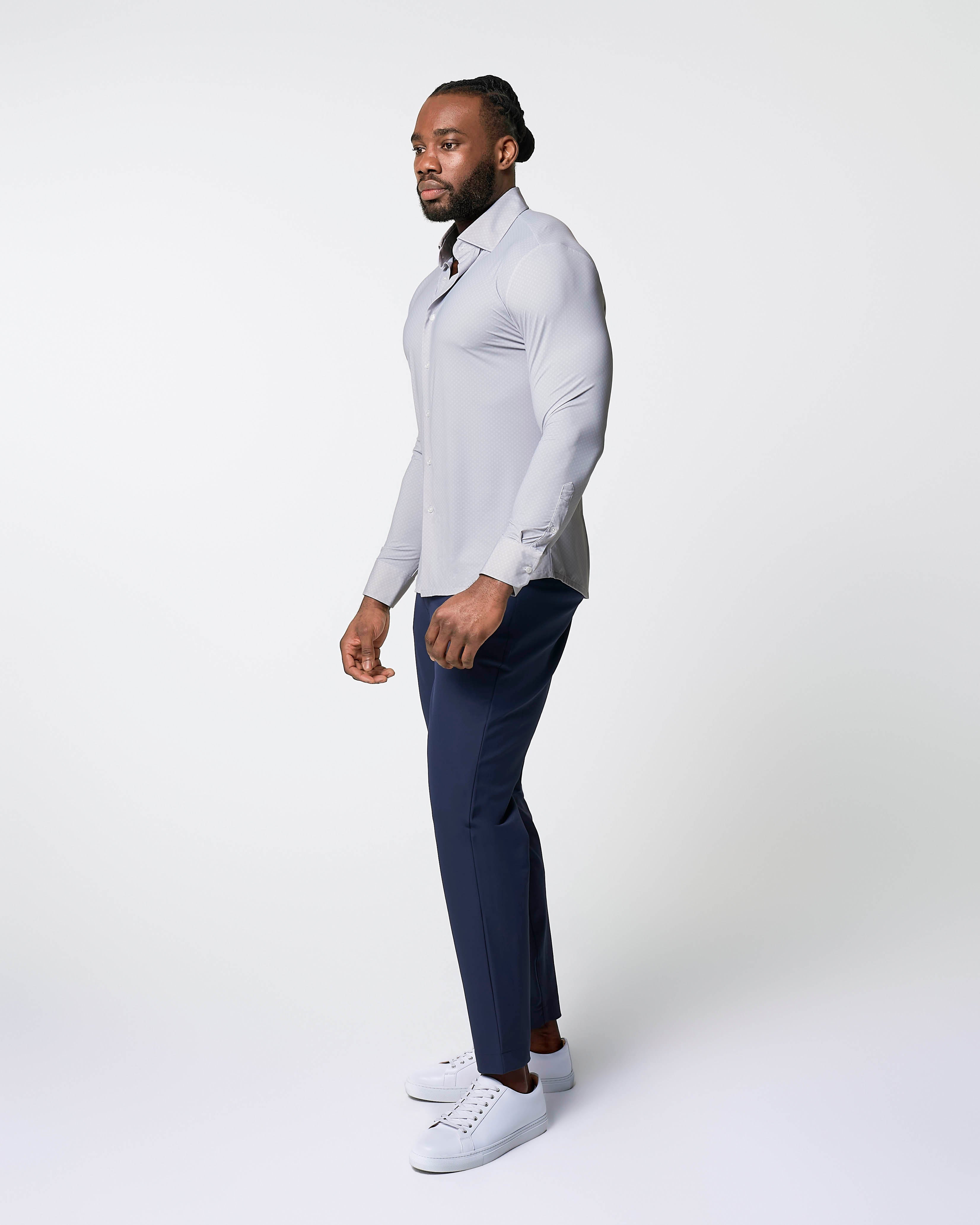 "The Larson" Sport Shirt - Grey & Big Dot