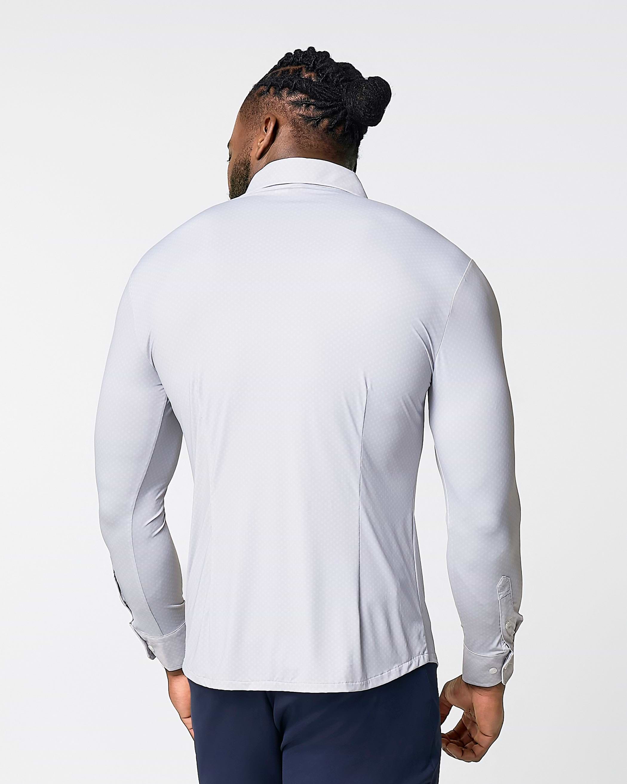 "The Larson" Sport Shirt - Grey & Big Dot