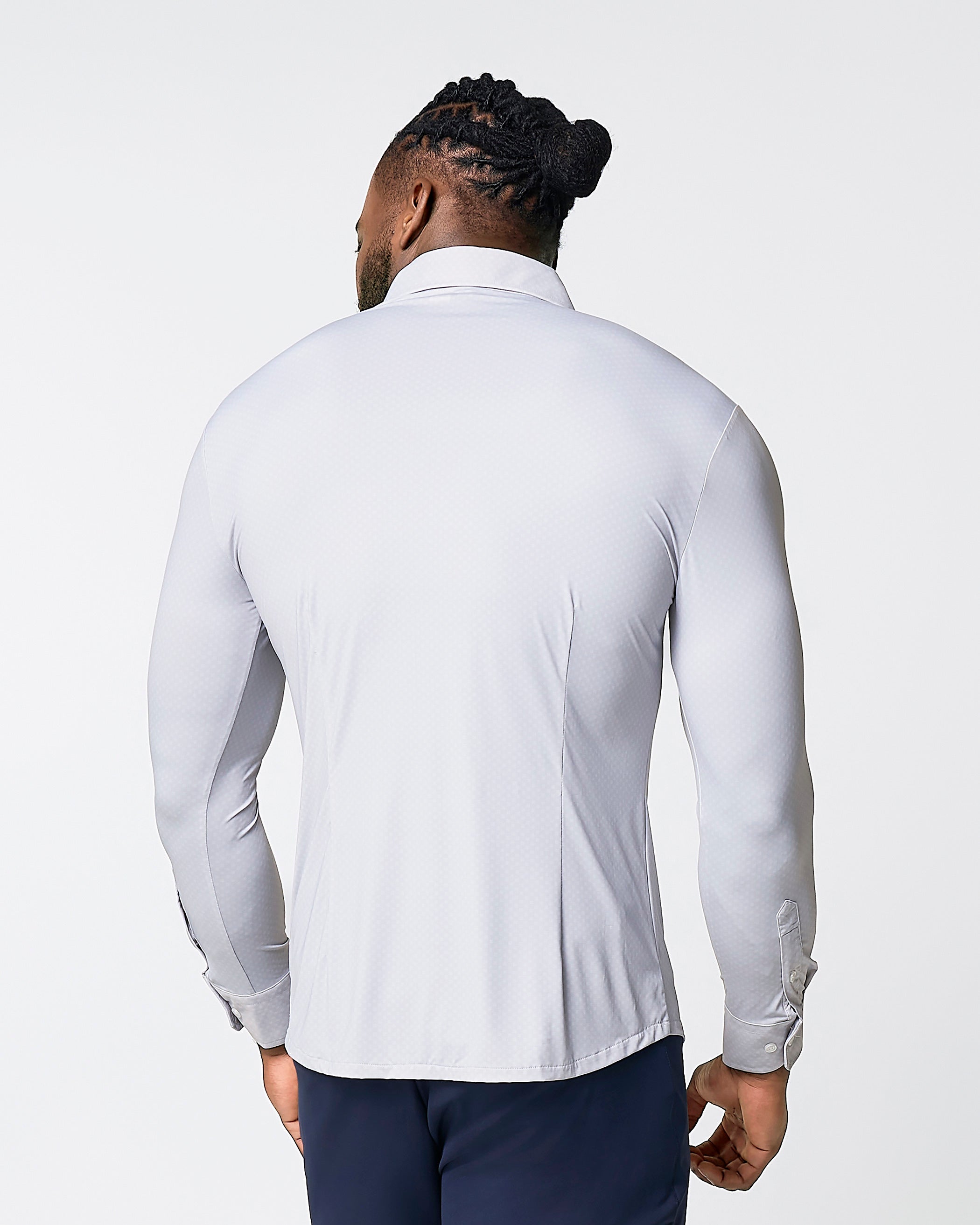 "The Larson" Sport Shirt - Grey & Big Dot