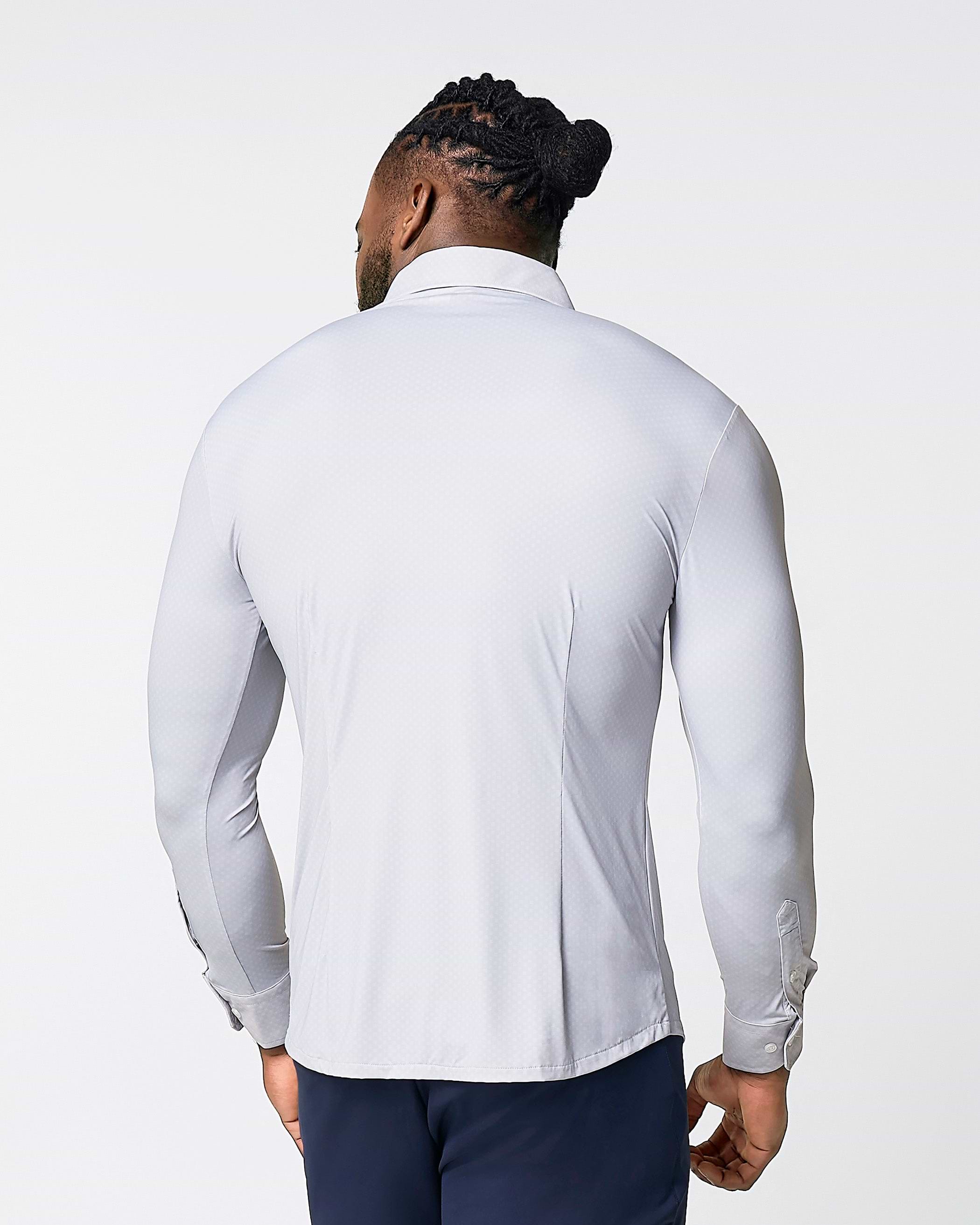 "The Larson" Sport Shirt - Grey & Big Dot