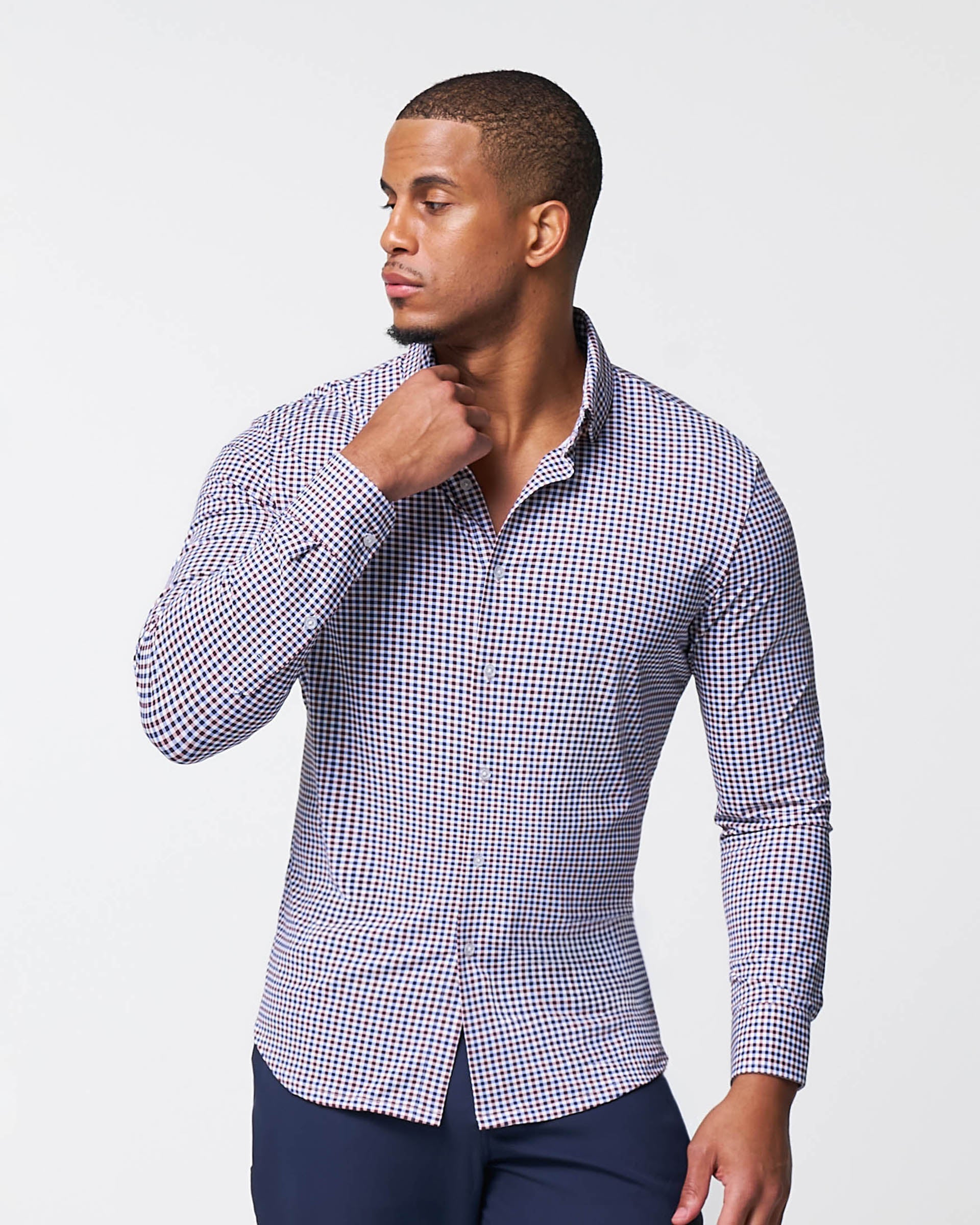 "The Ledger" Sport Shirt -  Red, White and Navy Plaid