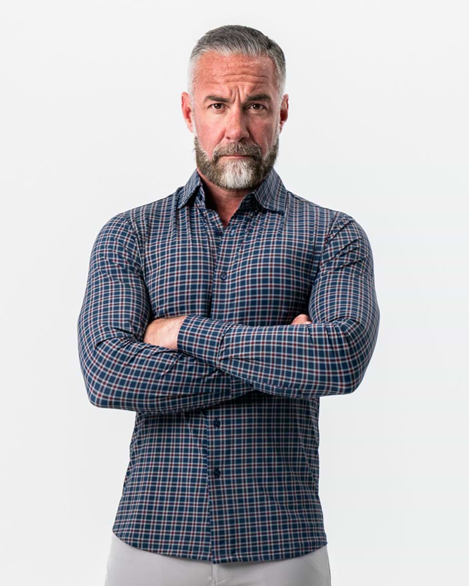 "The Spencer" Sport Shirt - Maroon, Navy, & White Plaid