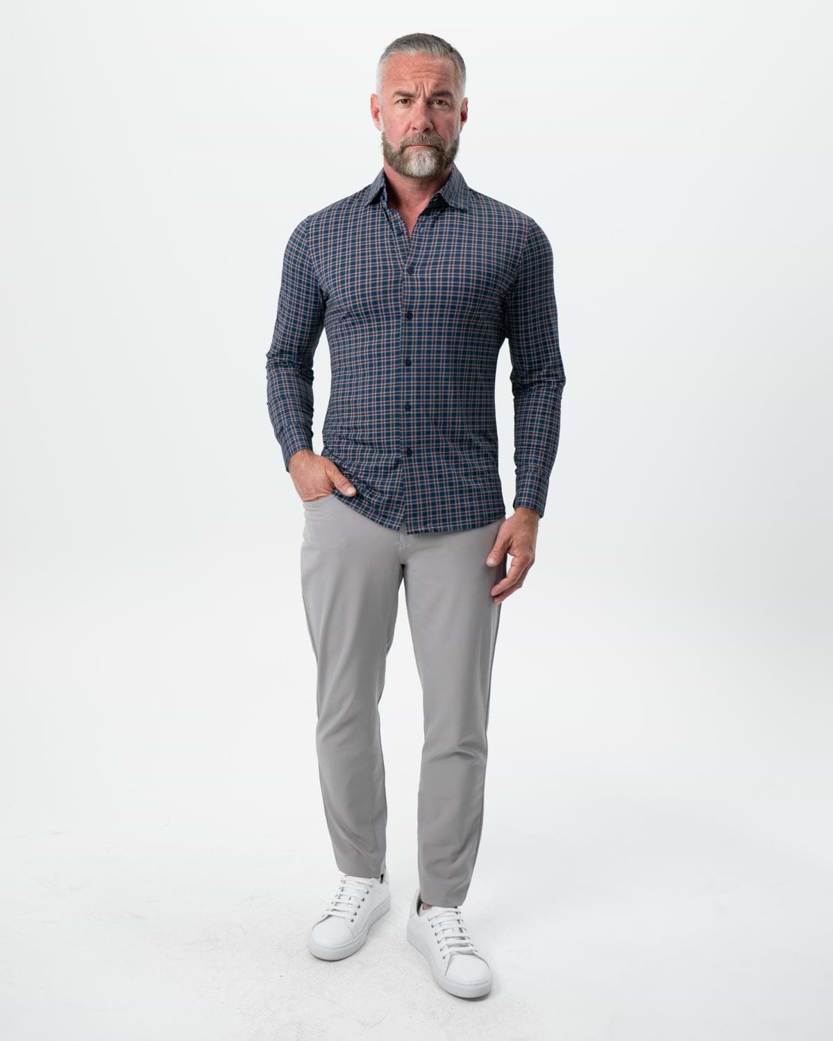 "The Spencer" Sport Shirt - Maroon, Navy, & White Plaid