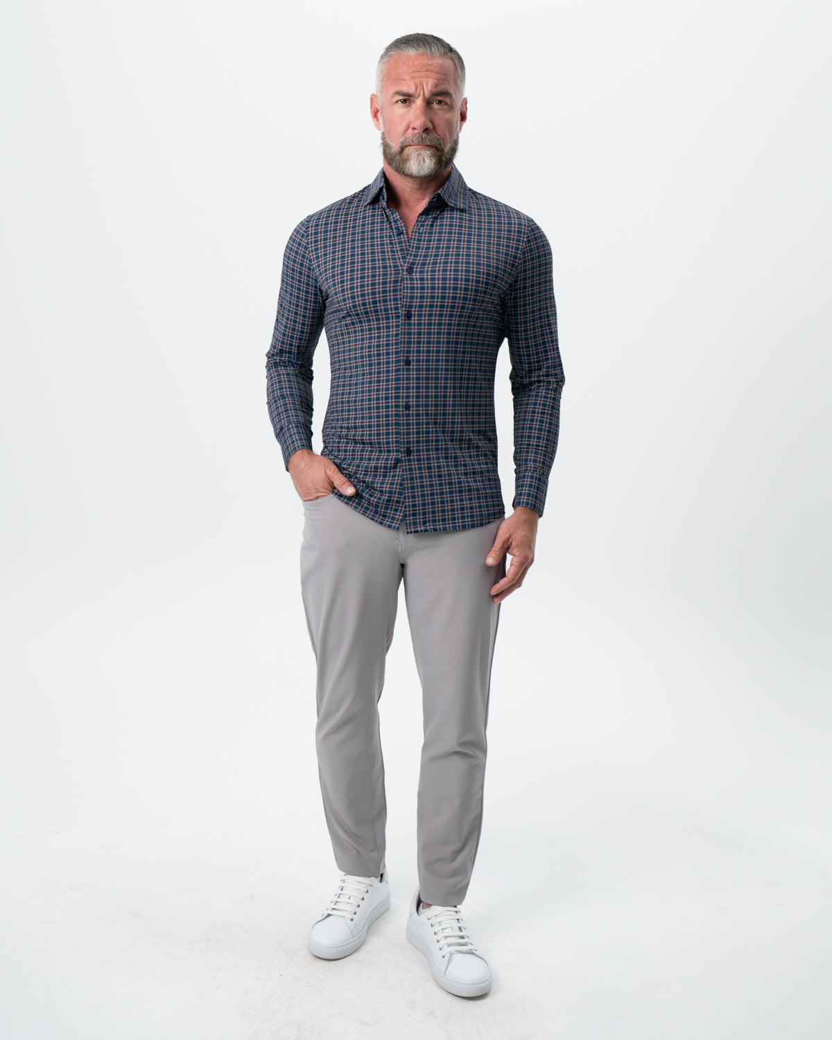 "The Spencer" Sport Shirt - Maroon, Navy, & White Plaid