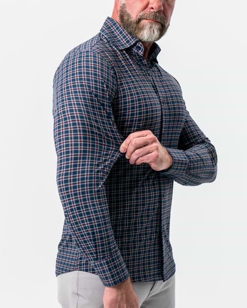 "The Spencer" Sport Shirt - Maroon, Navy, & White Plaid