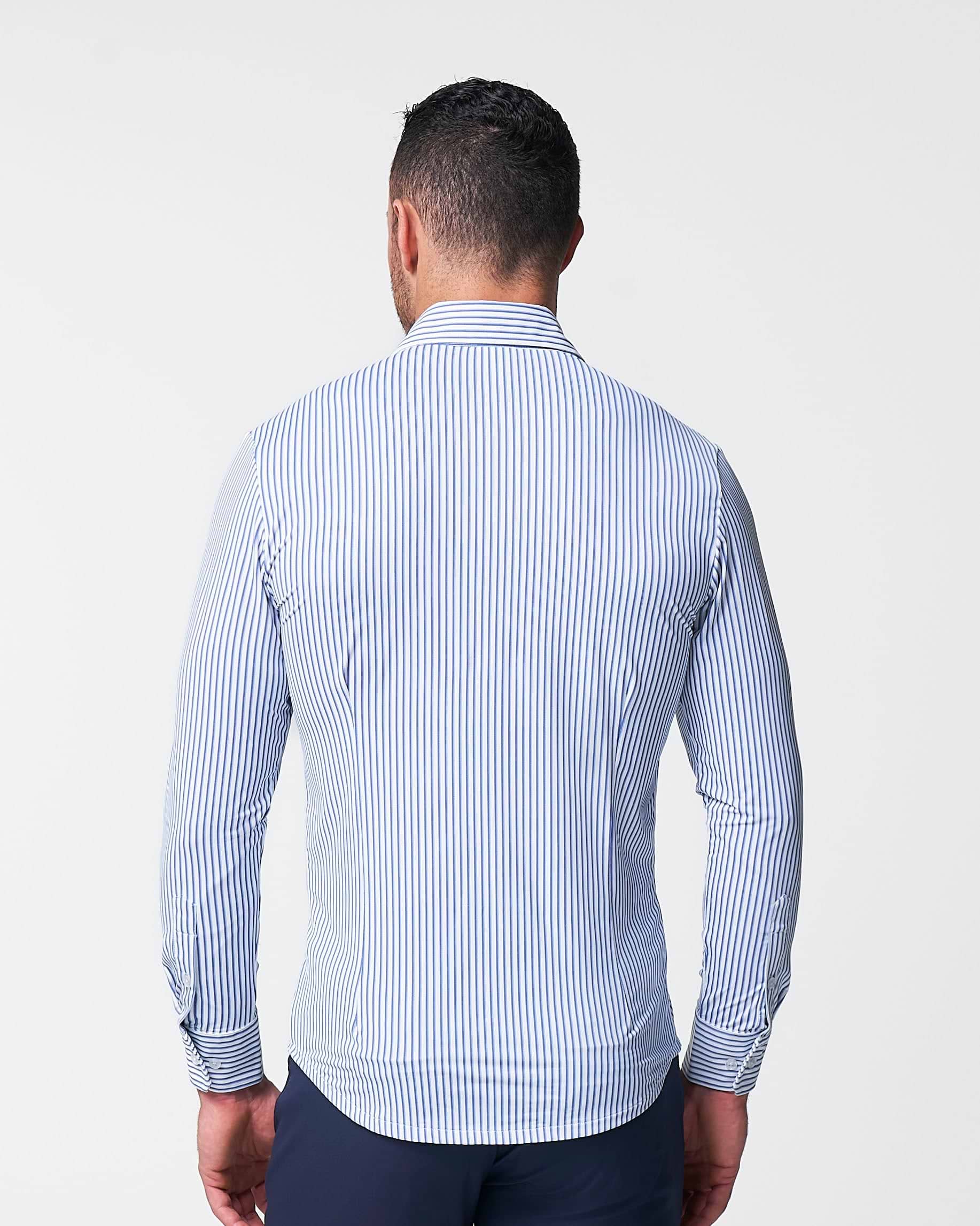 "The Wilfred" Sport Shirt - Blue & White Striped