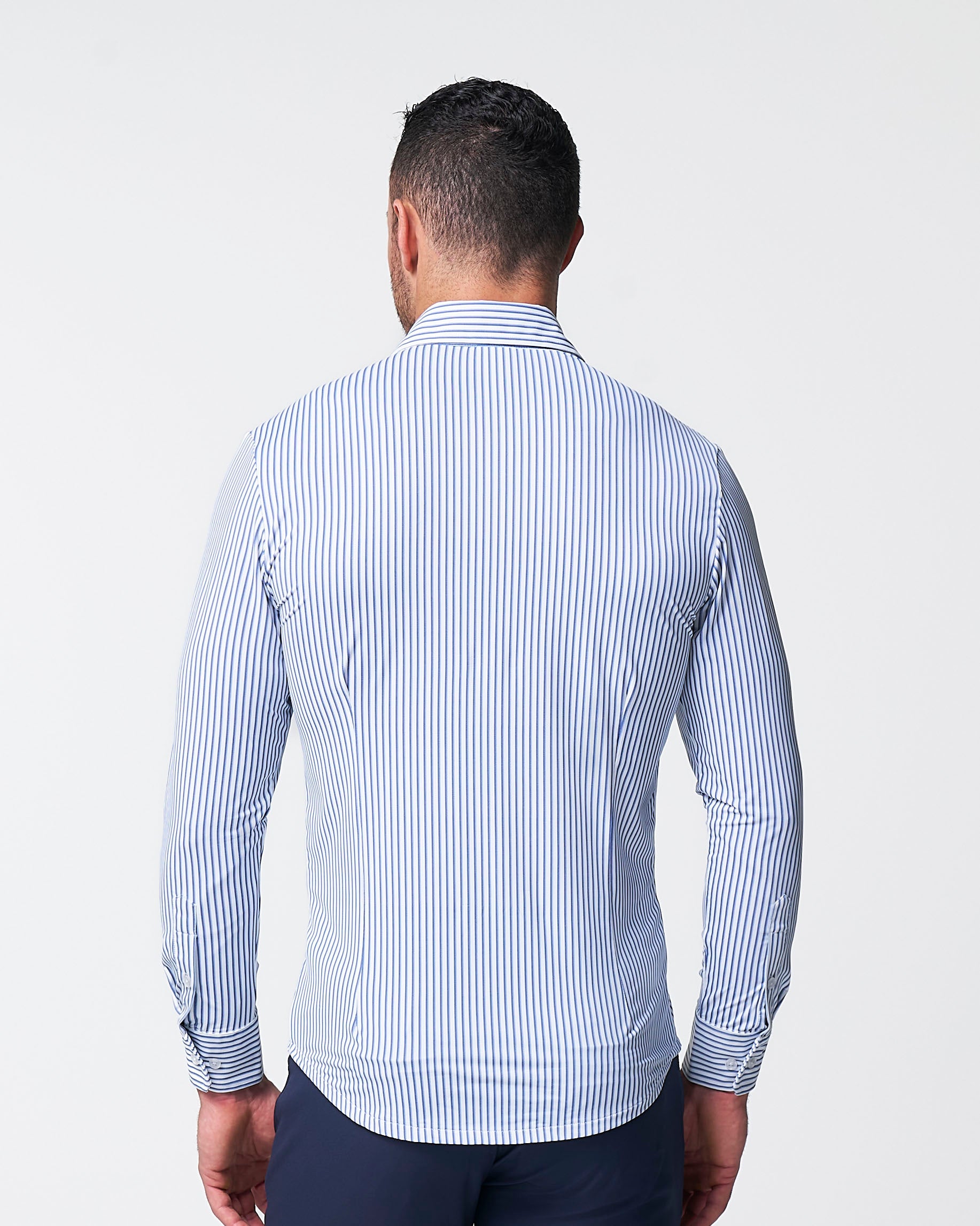 "The Wilfred" Sport Shirt - Blue & White Striped