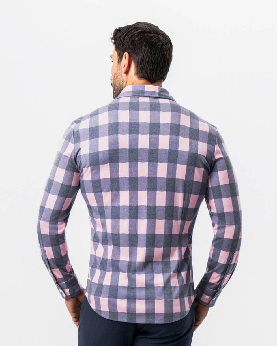 "The Summers" Pink & Navy Check Button Down