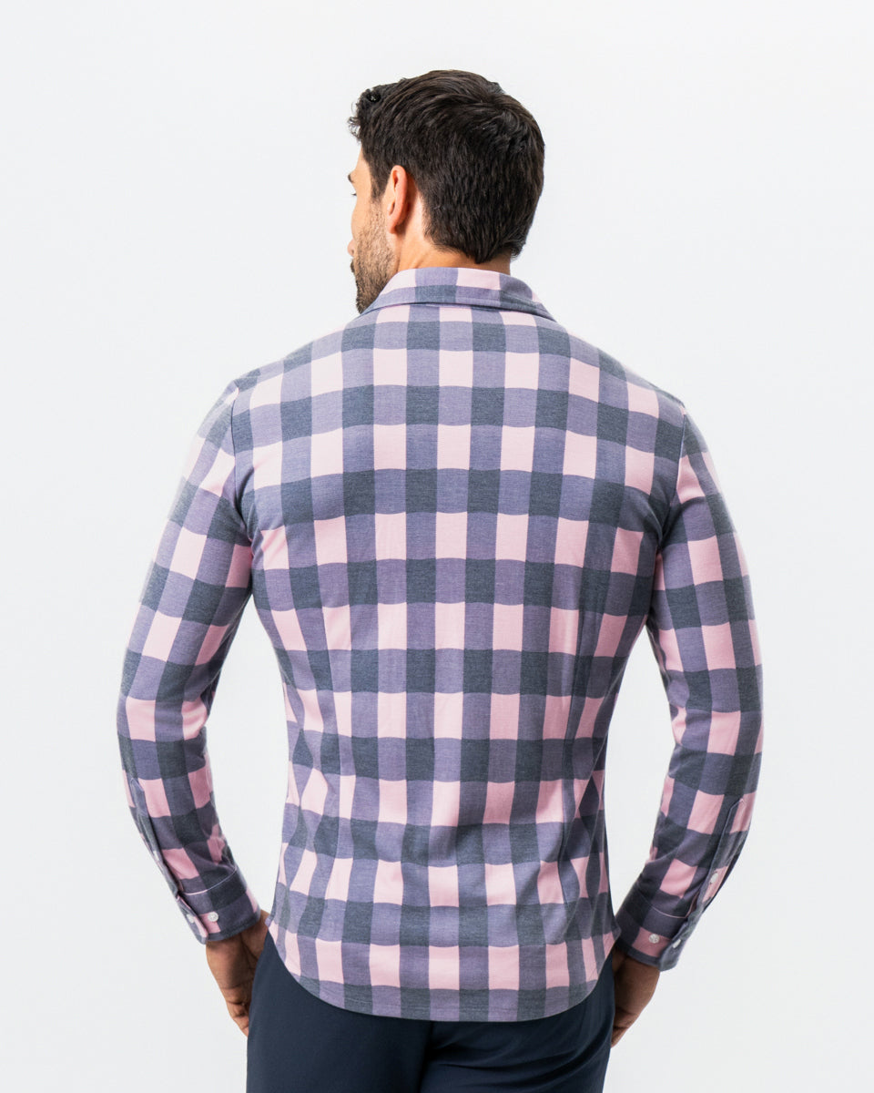 "The Summers" Pink & Navy Check Button Down