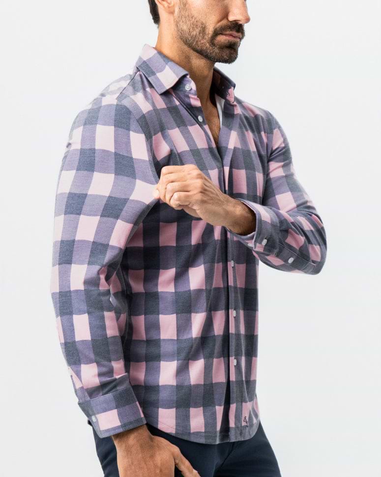 "The Summers" Pink & Navy Check Button Down
