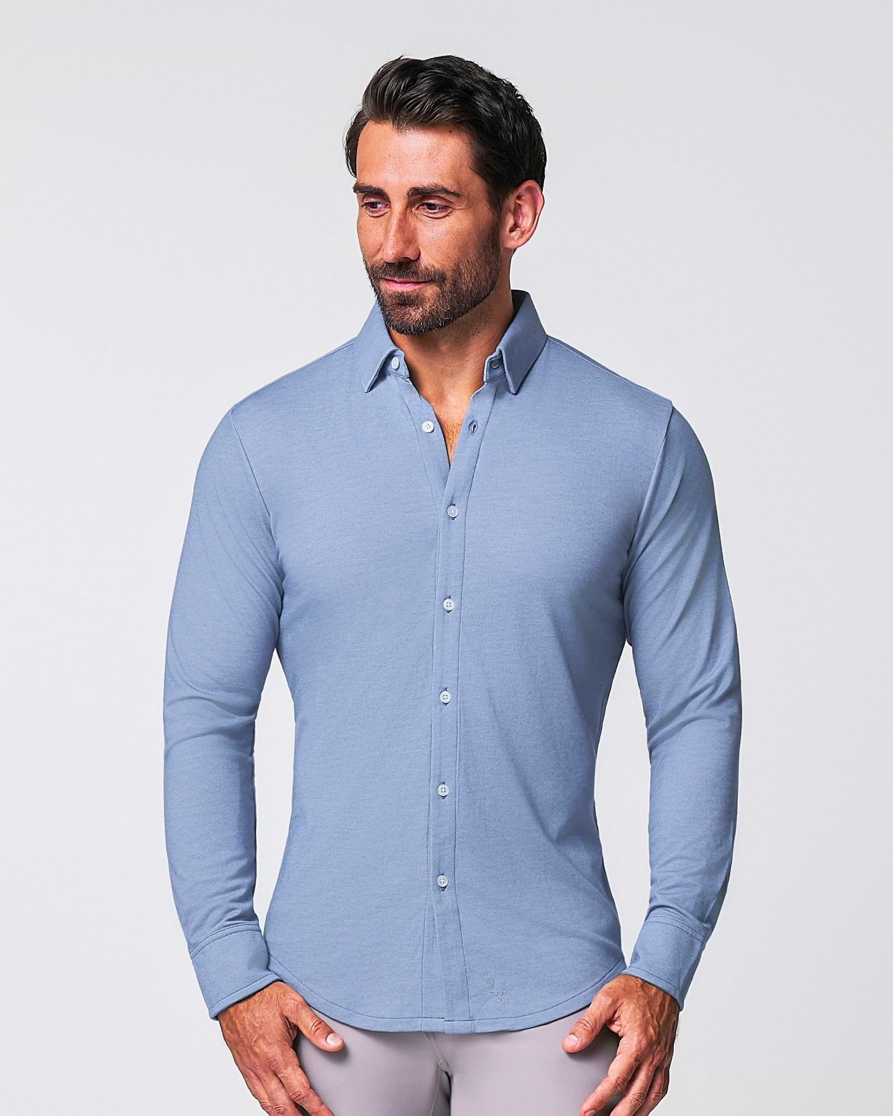 "The Dylan" Sky Blue Pique Button Down
