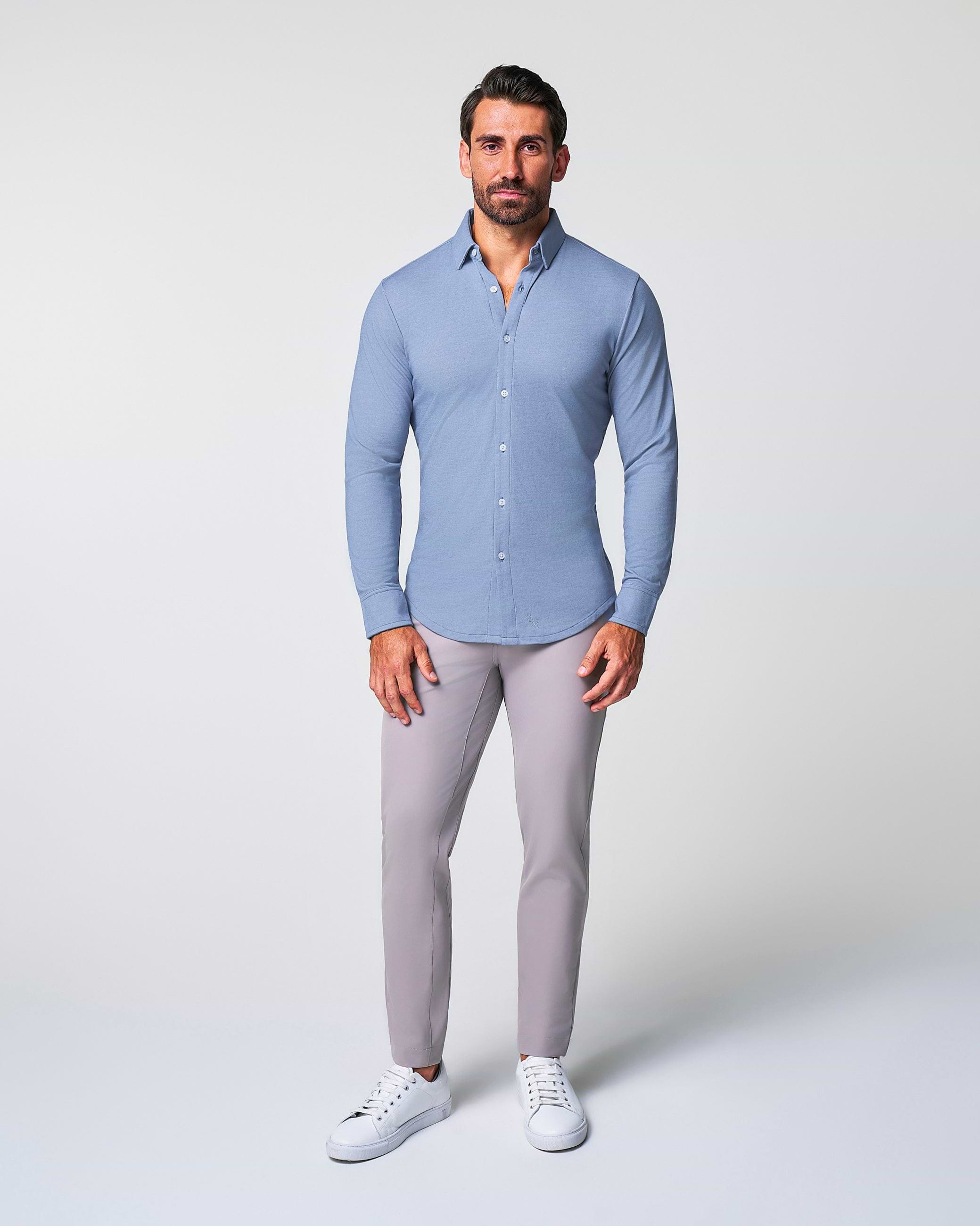 "The Dylan" Sky Blue Pique Button Down
