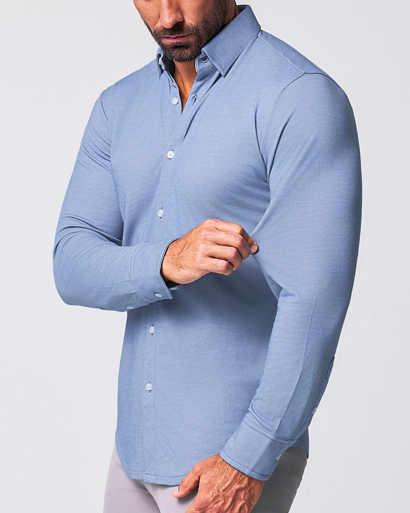 "The Dylan" Sky Blue Pique Button Down