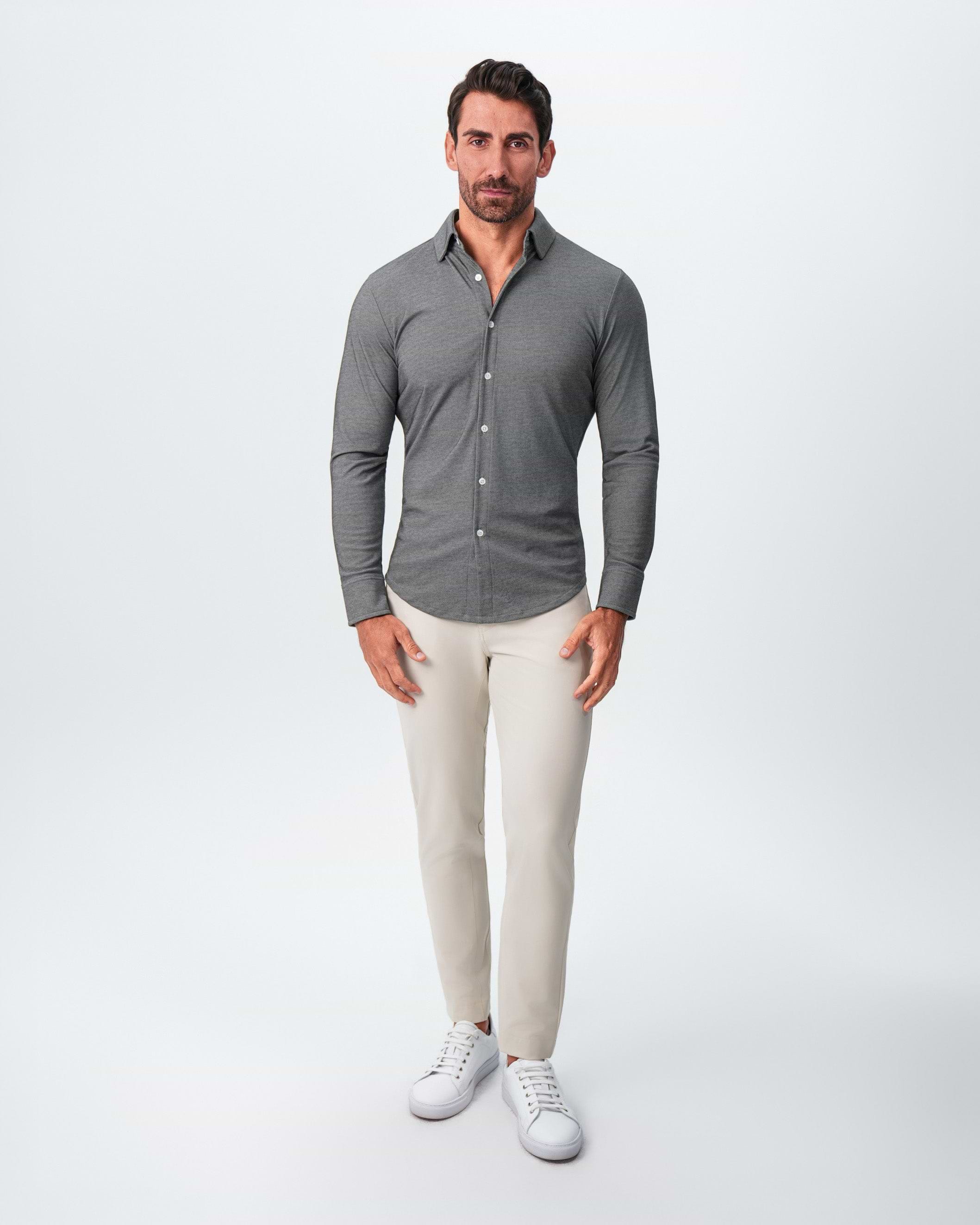 "The Oakley" Charcoal Pique Button Down