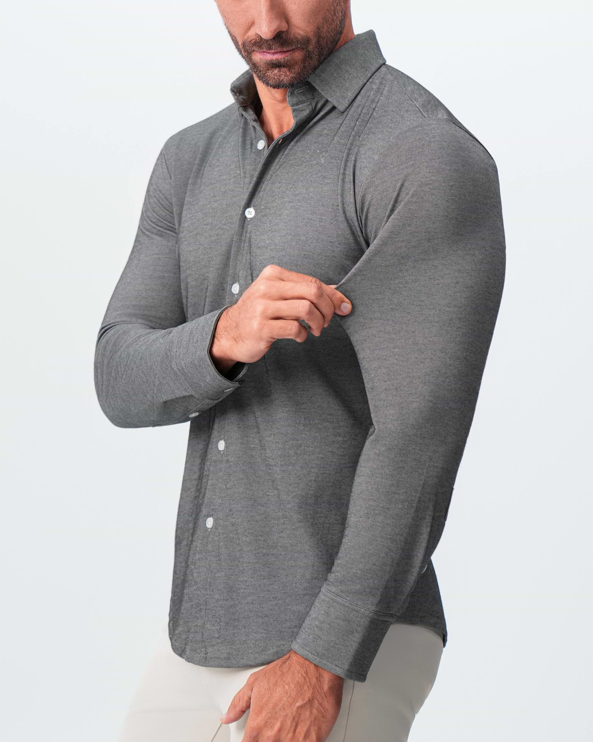 "The Oakley" Charcoal Pique Button Down