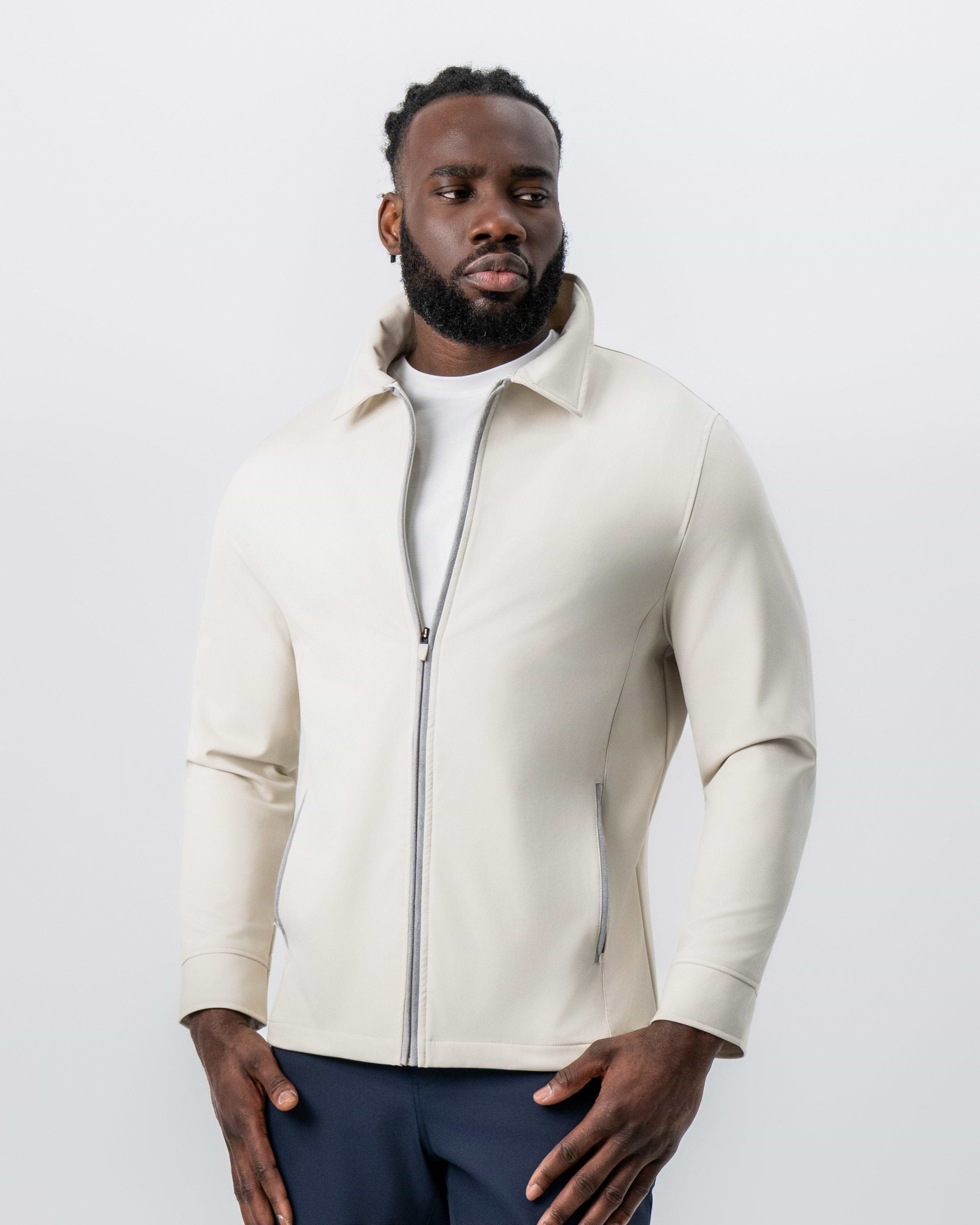 Collared Zip Jacket - Light Khaki