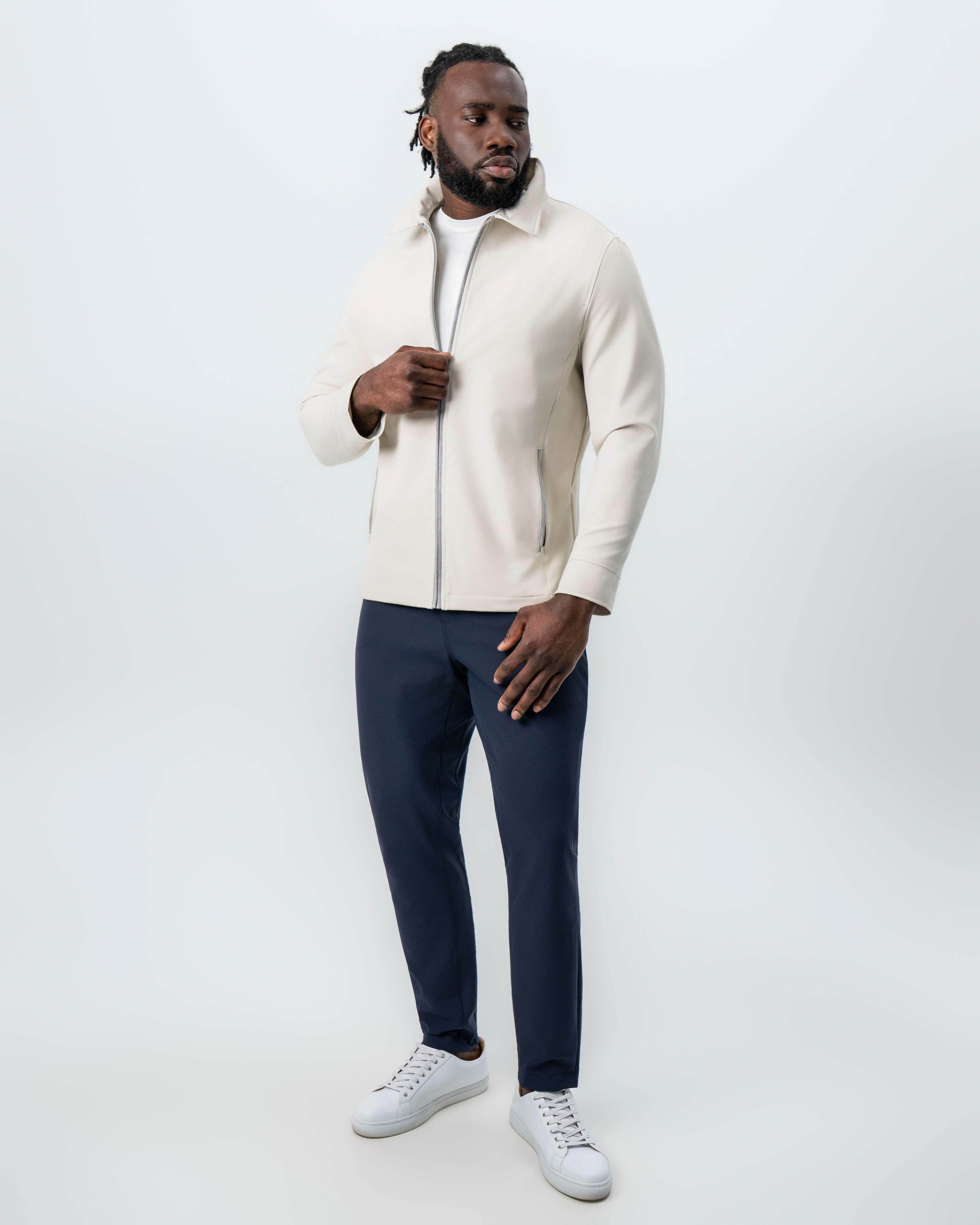 Collared Zip Jacket - Light Khaki