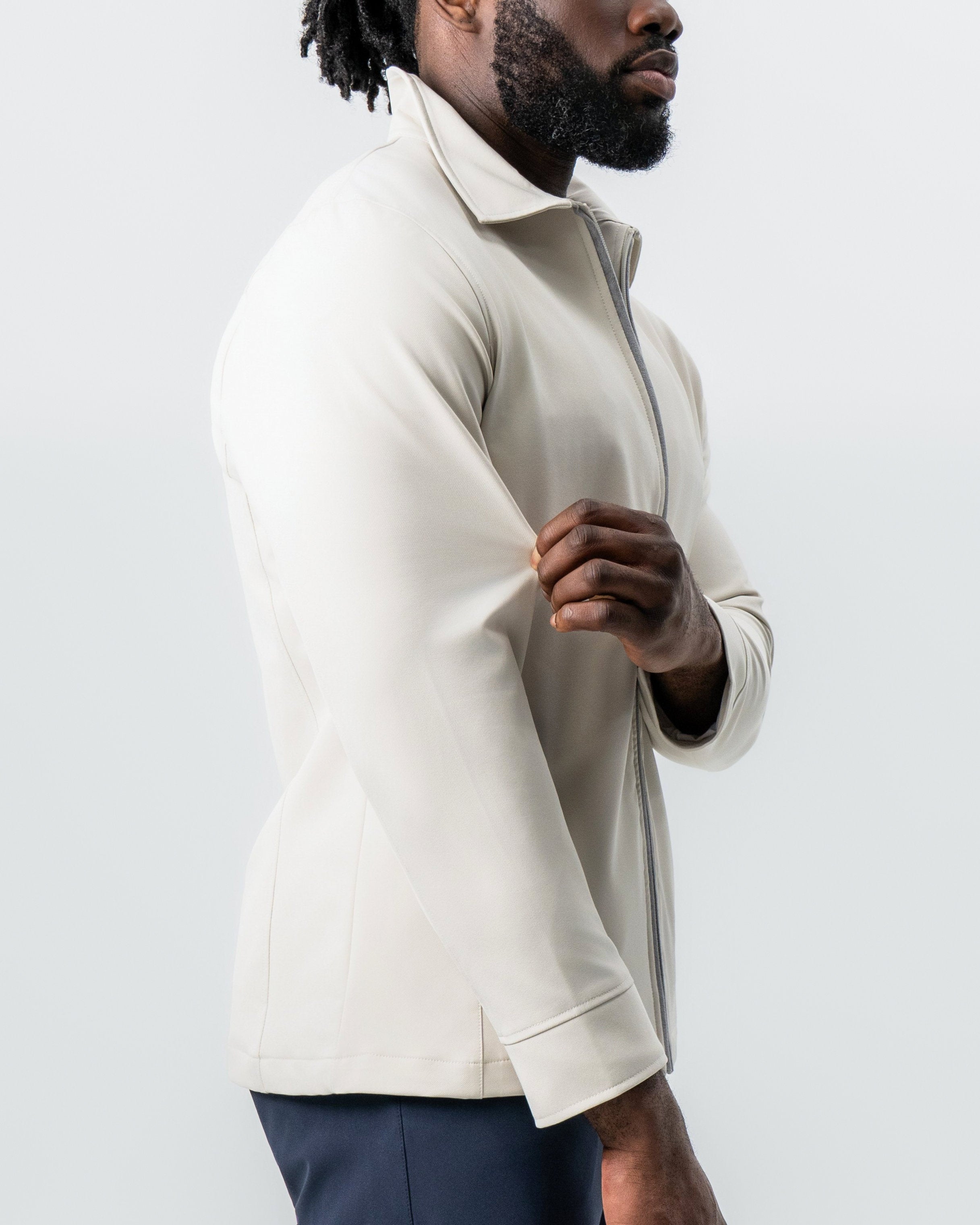 Collared Zip Jacket - Light Khaki