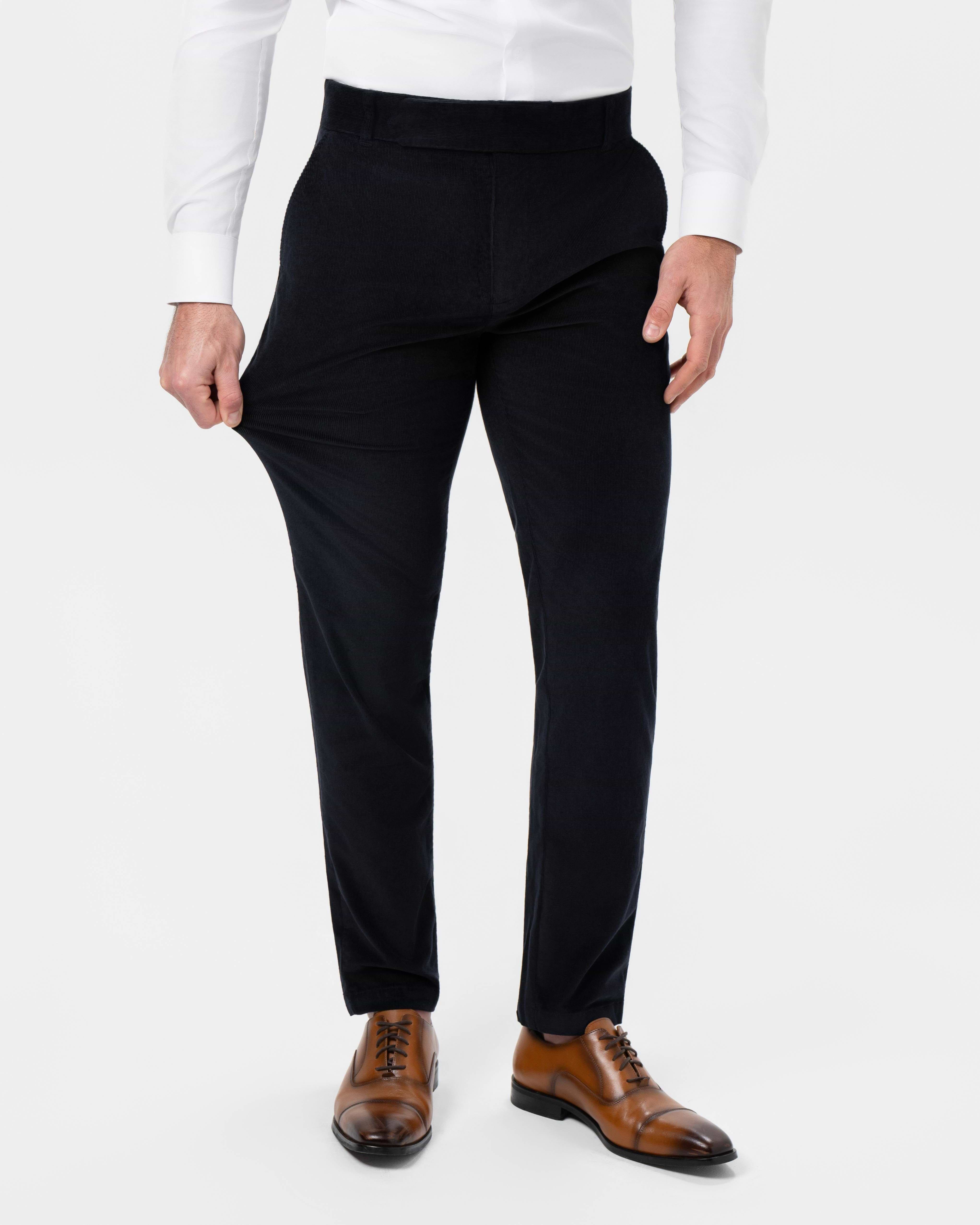Corduroy Flat Front Waistband Pant - Dark Navy