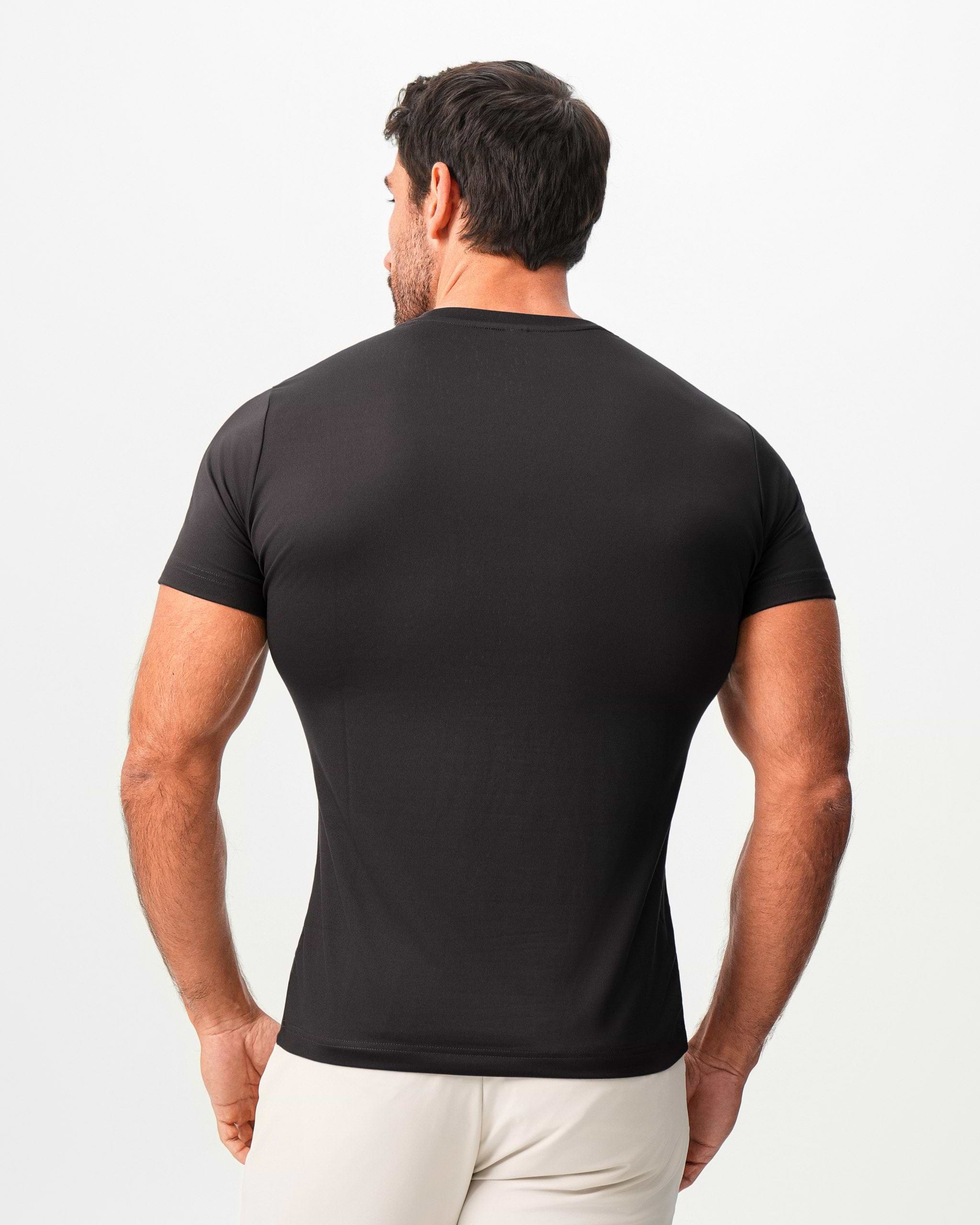 Brushed Mid-Weight Short Sleeve Crewneck - Black