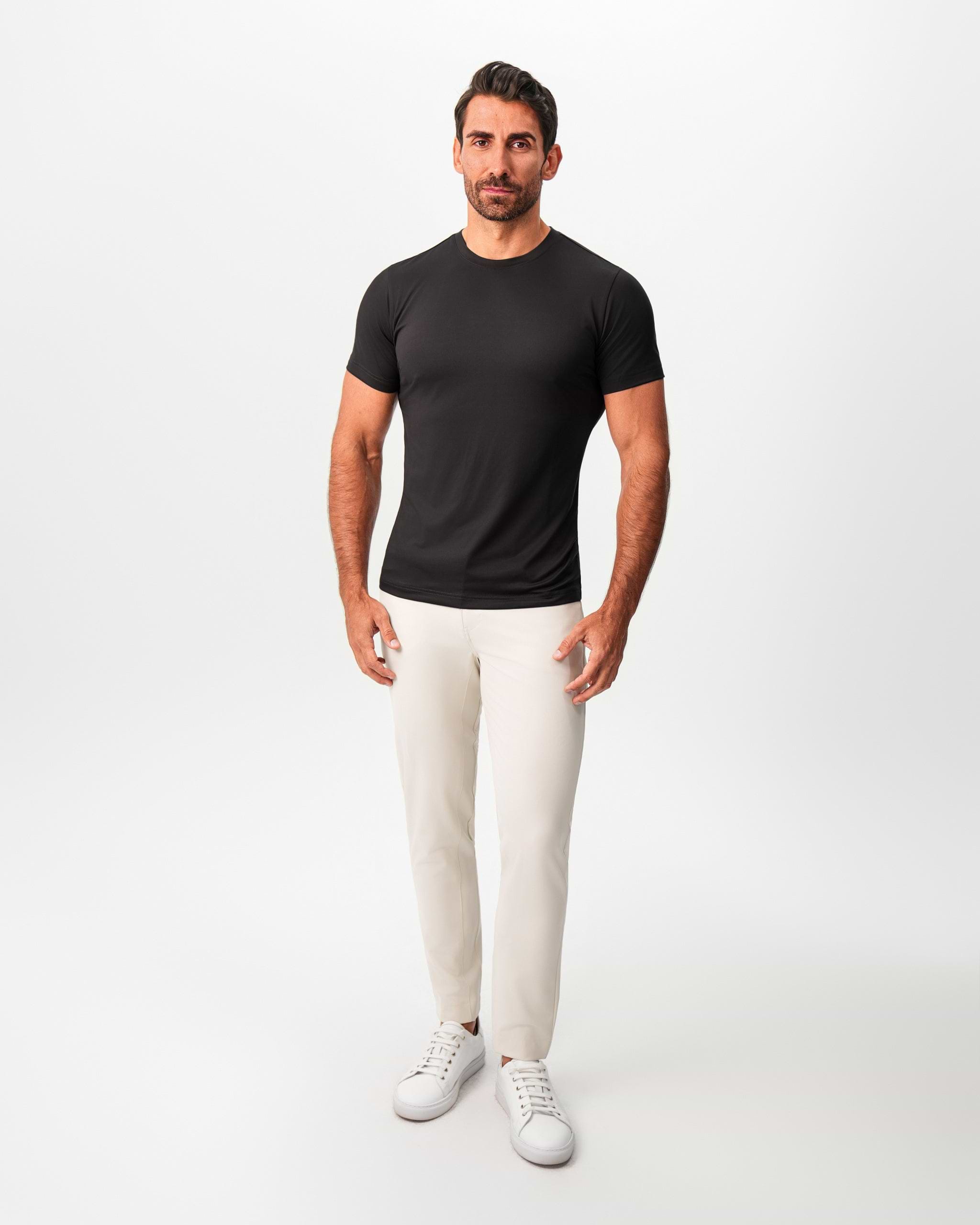 Brushed Mid-Weight Short Sleeve Crewneck - Black