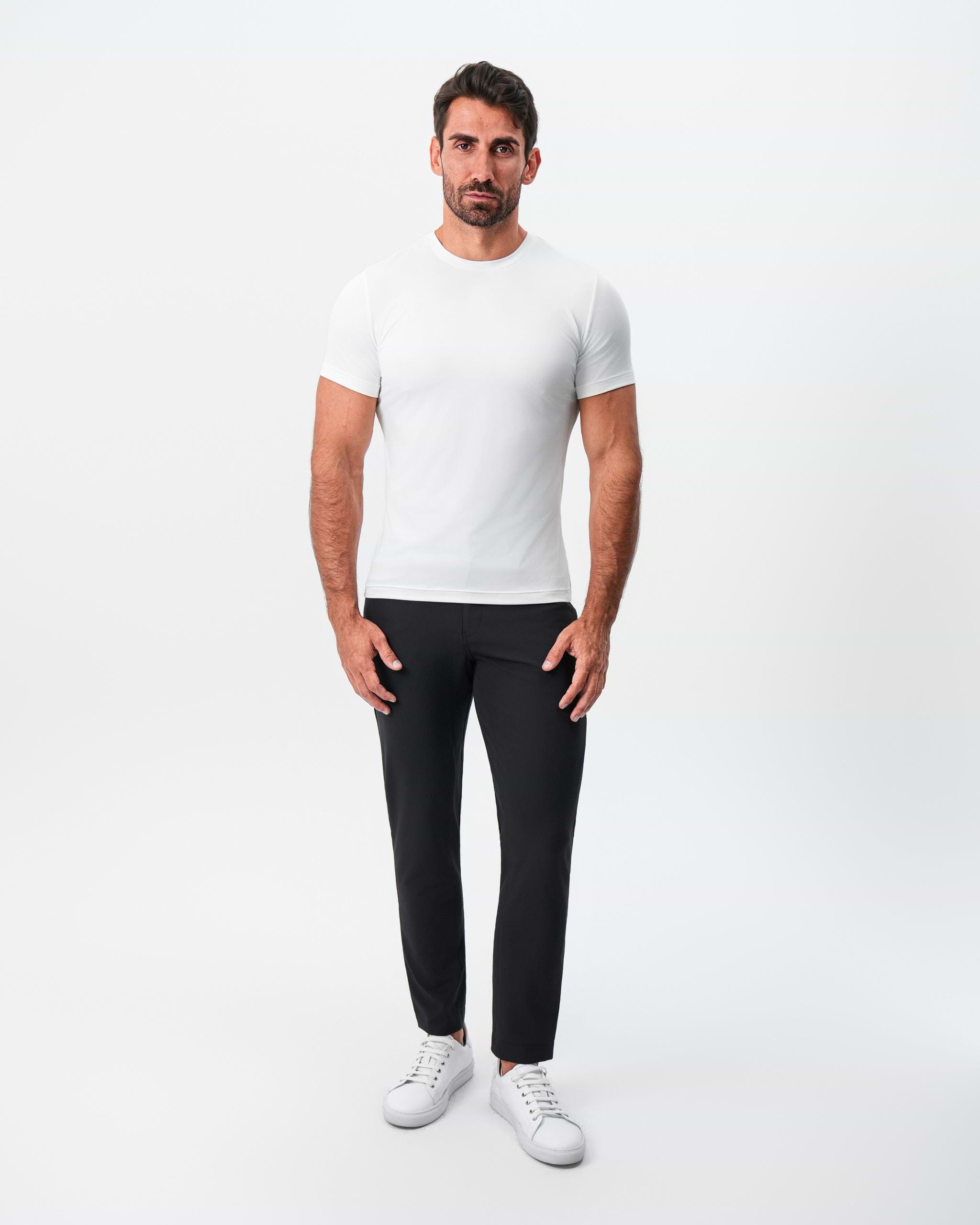 Brushed Mid-Weight Short Sleeve Crewneck - White