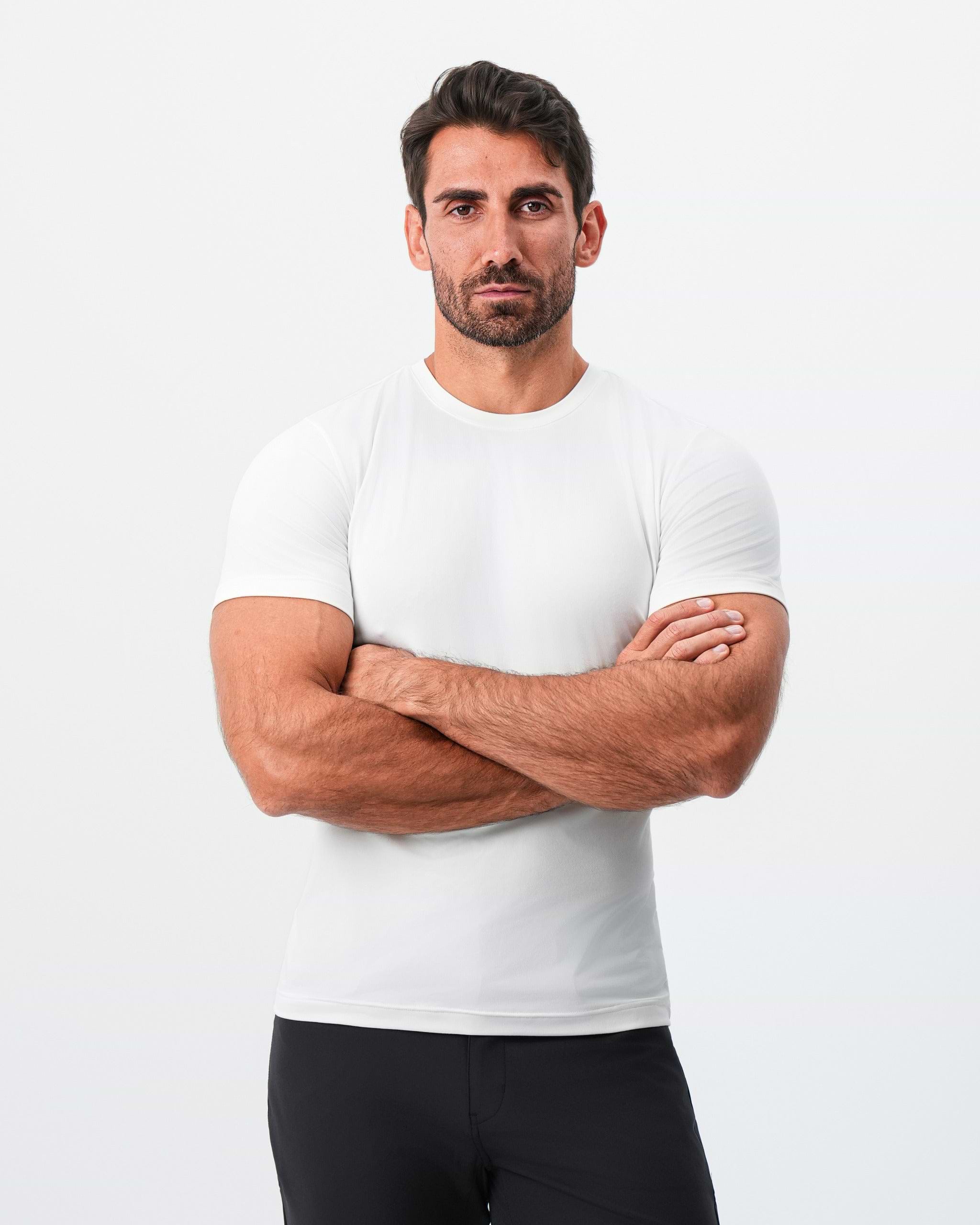 Brushed Mid-Weight Short Sleeve Crewneck - White