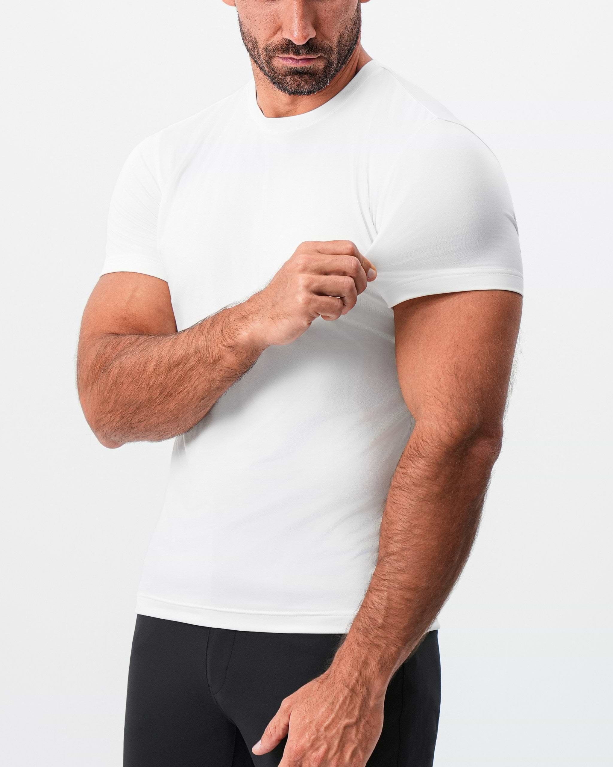 Brushed Mid-Weight Short Sleeve Crewneck - White
