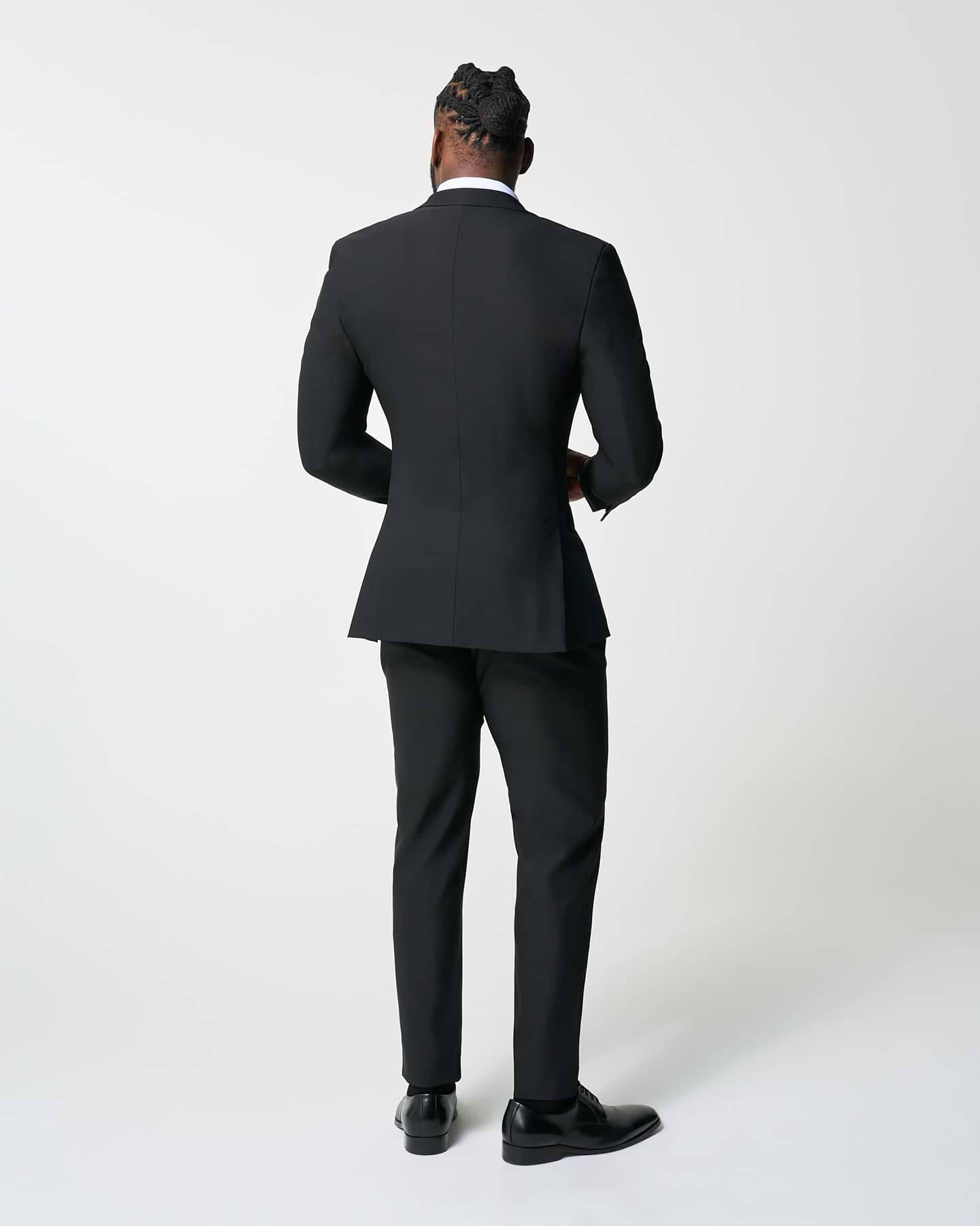 Athletic Fit Stretch Suit Pants - Heathered Black