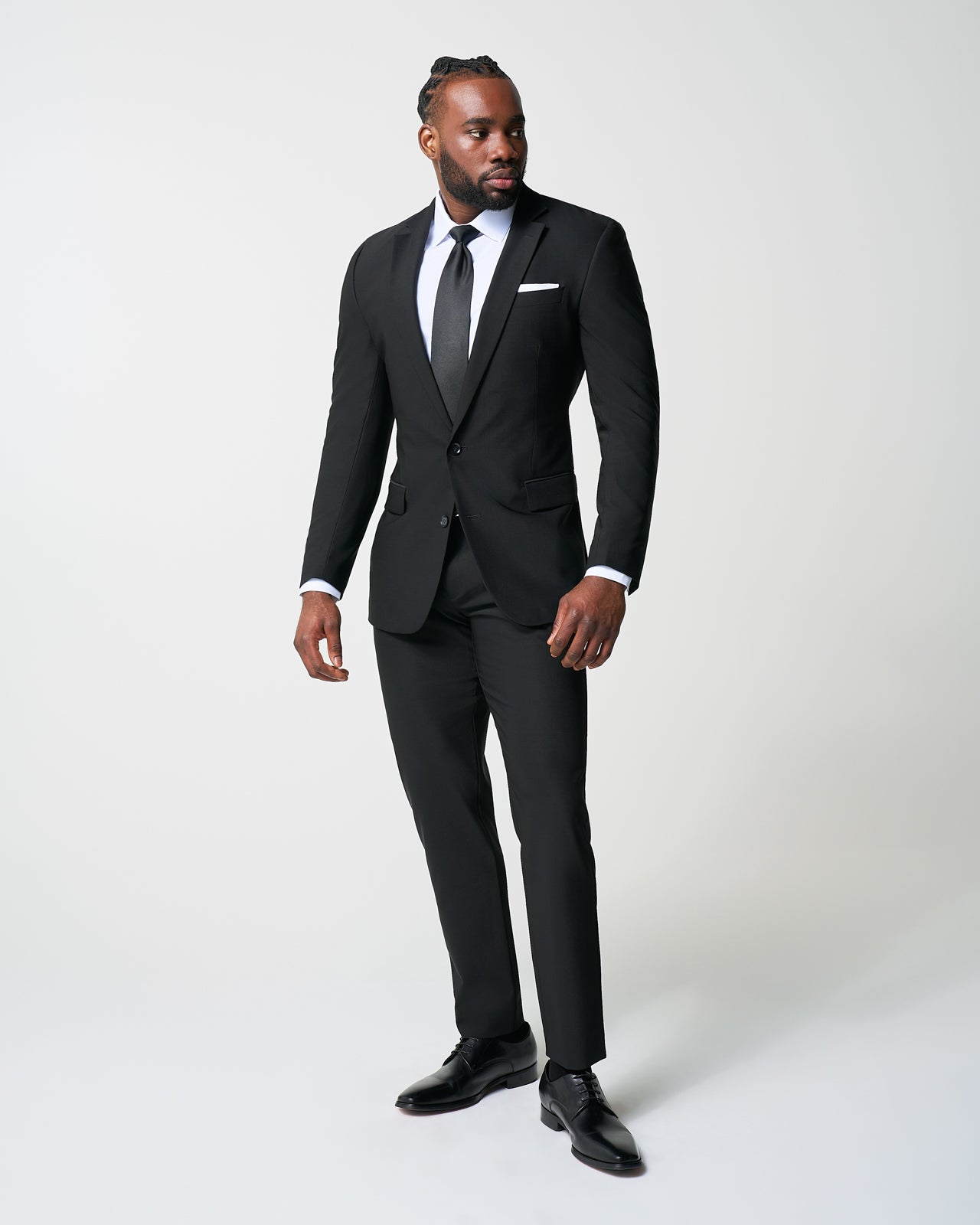 Athletic Fit Stretch Suit Pants - Heathered Black